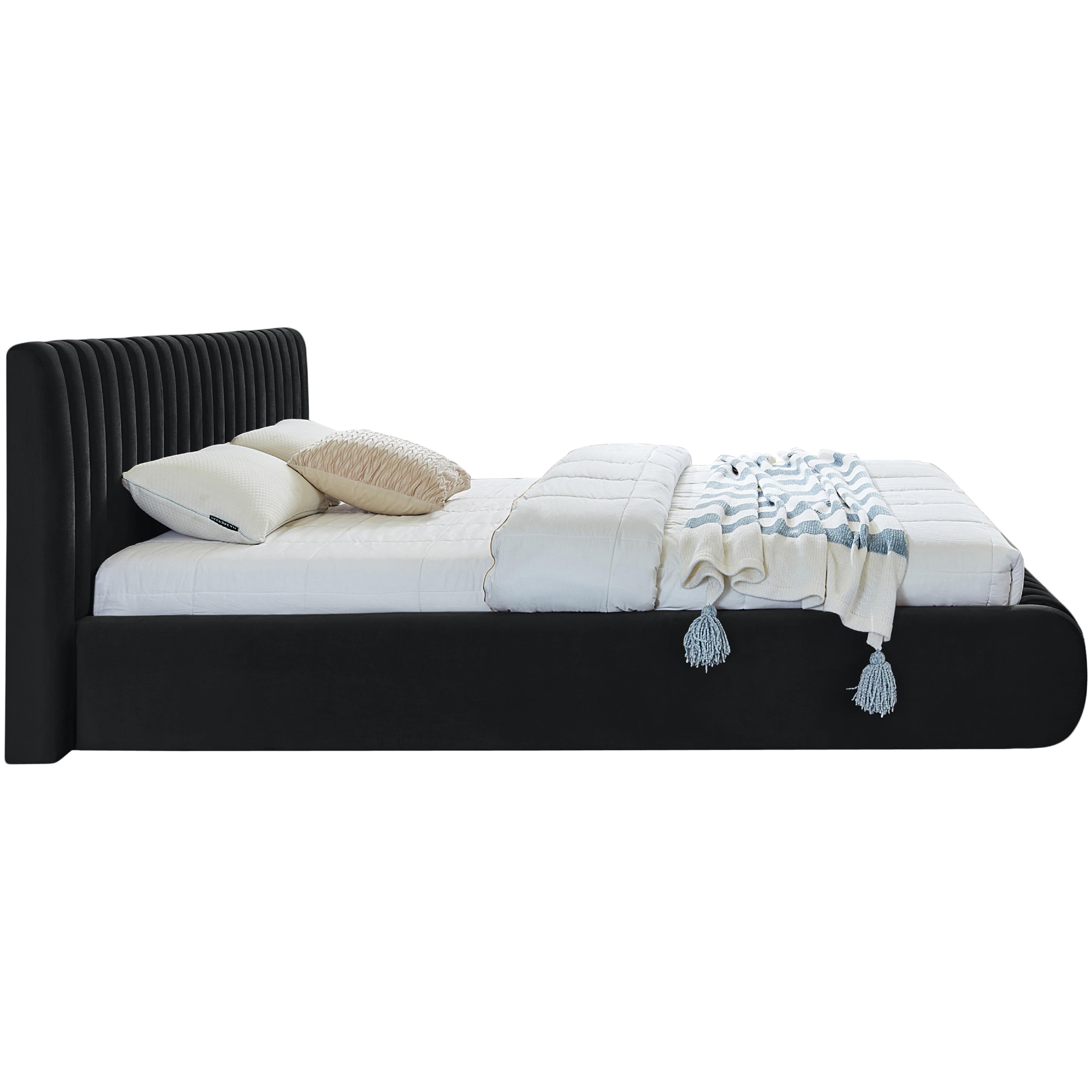 Meridian Nico Black Velvet Full Bed