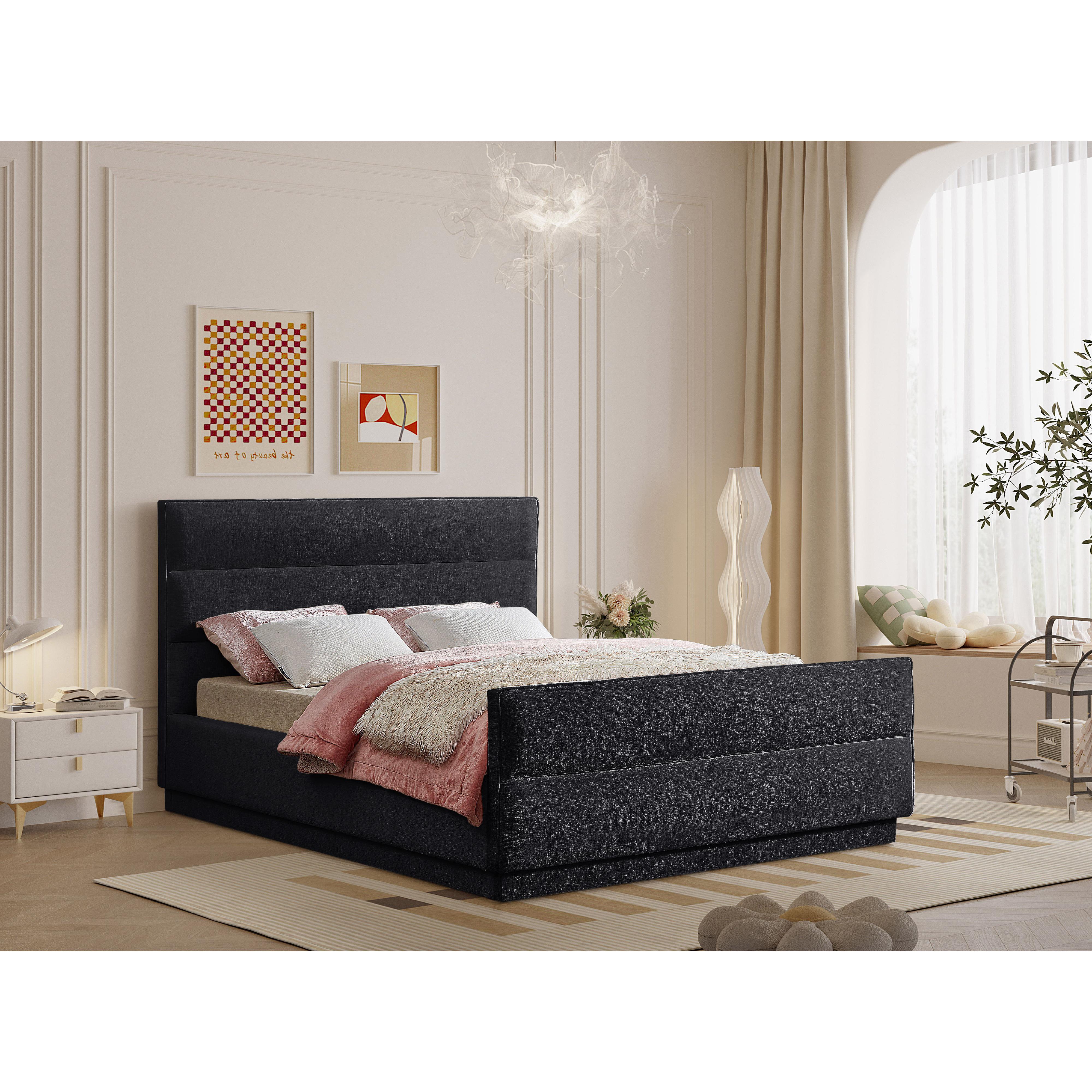 Meridian Paxton Black Chenille Fabric Full Bed (3 Boxes)