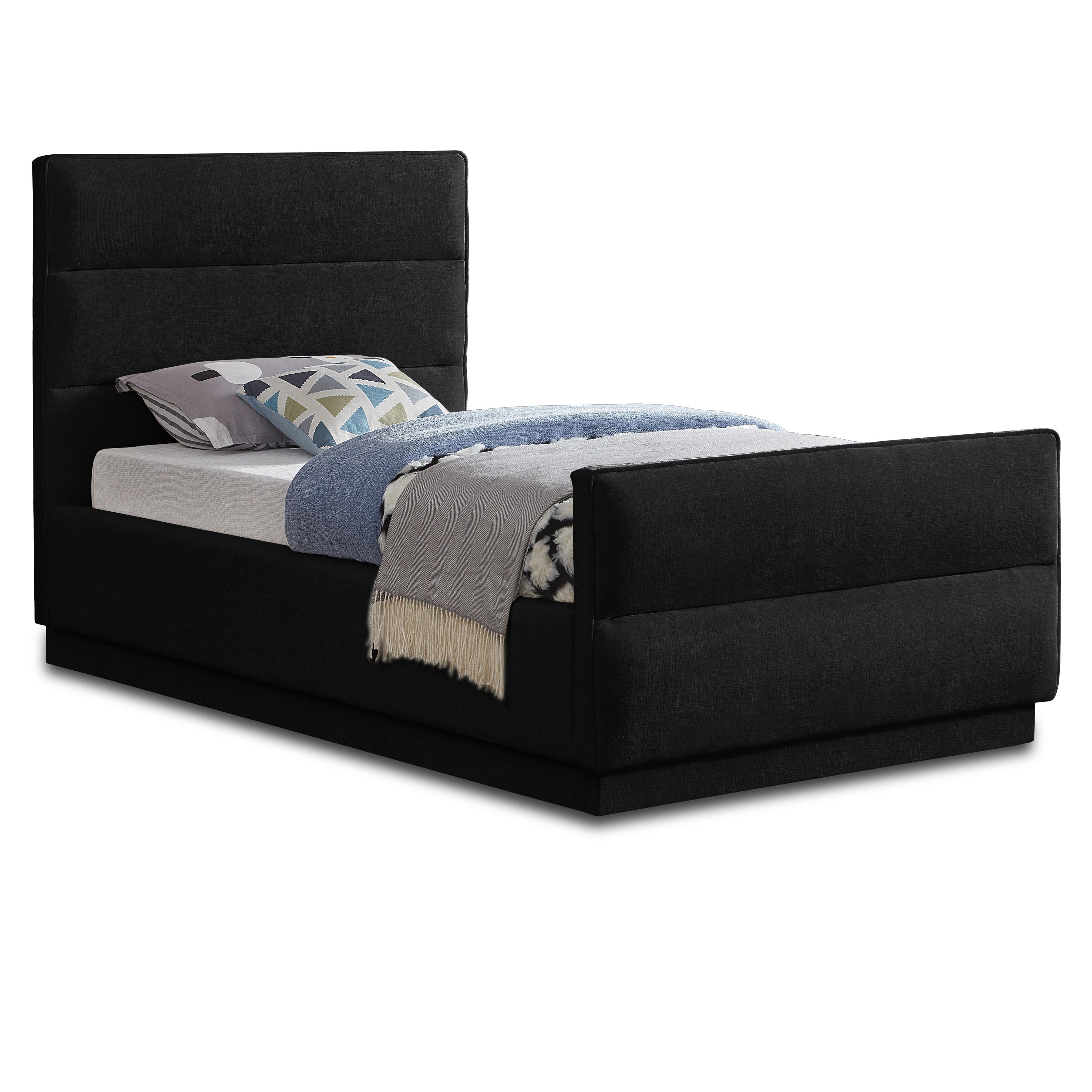 Meridian Paxton Black Chenille Fabric Twin Bed (3 Boxes)