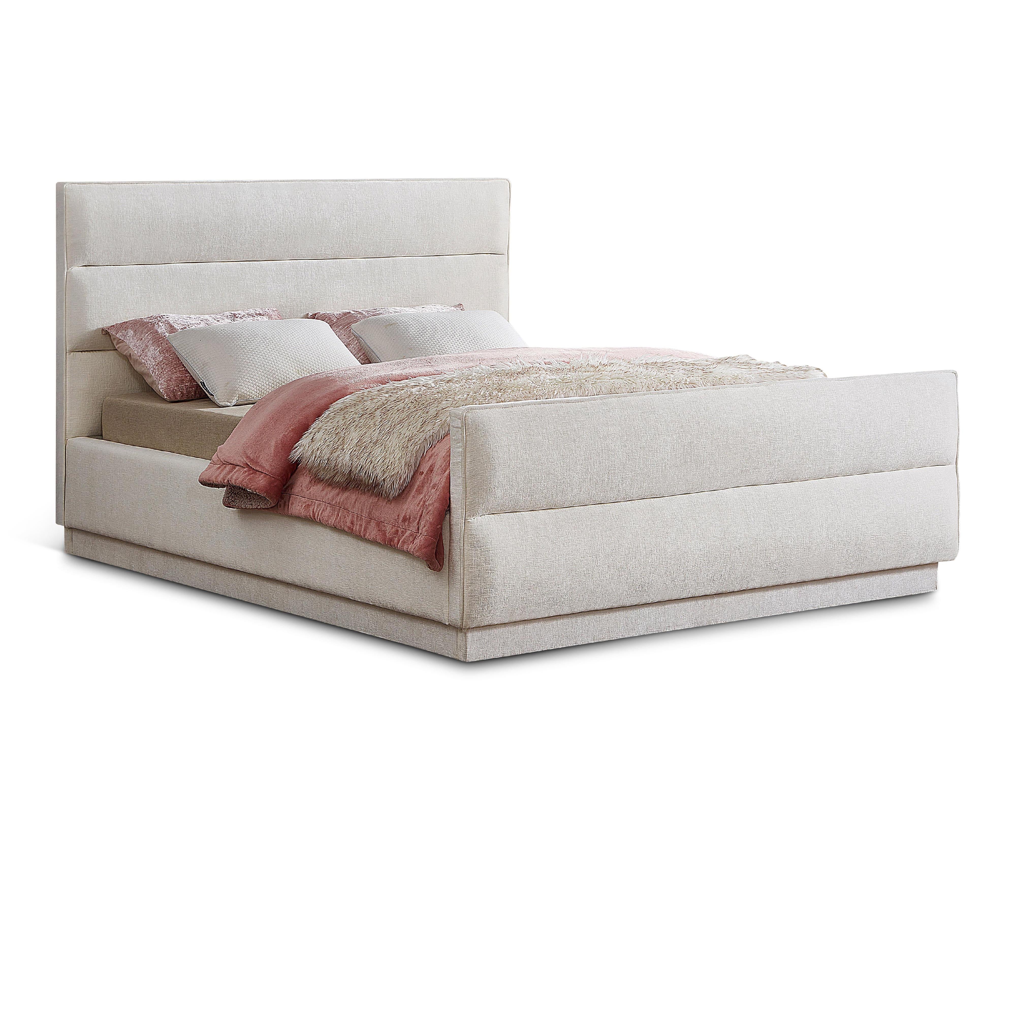 Meridian Paxton Cream Chenille Fabric Full Bed (3 Boxes)