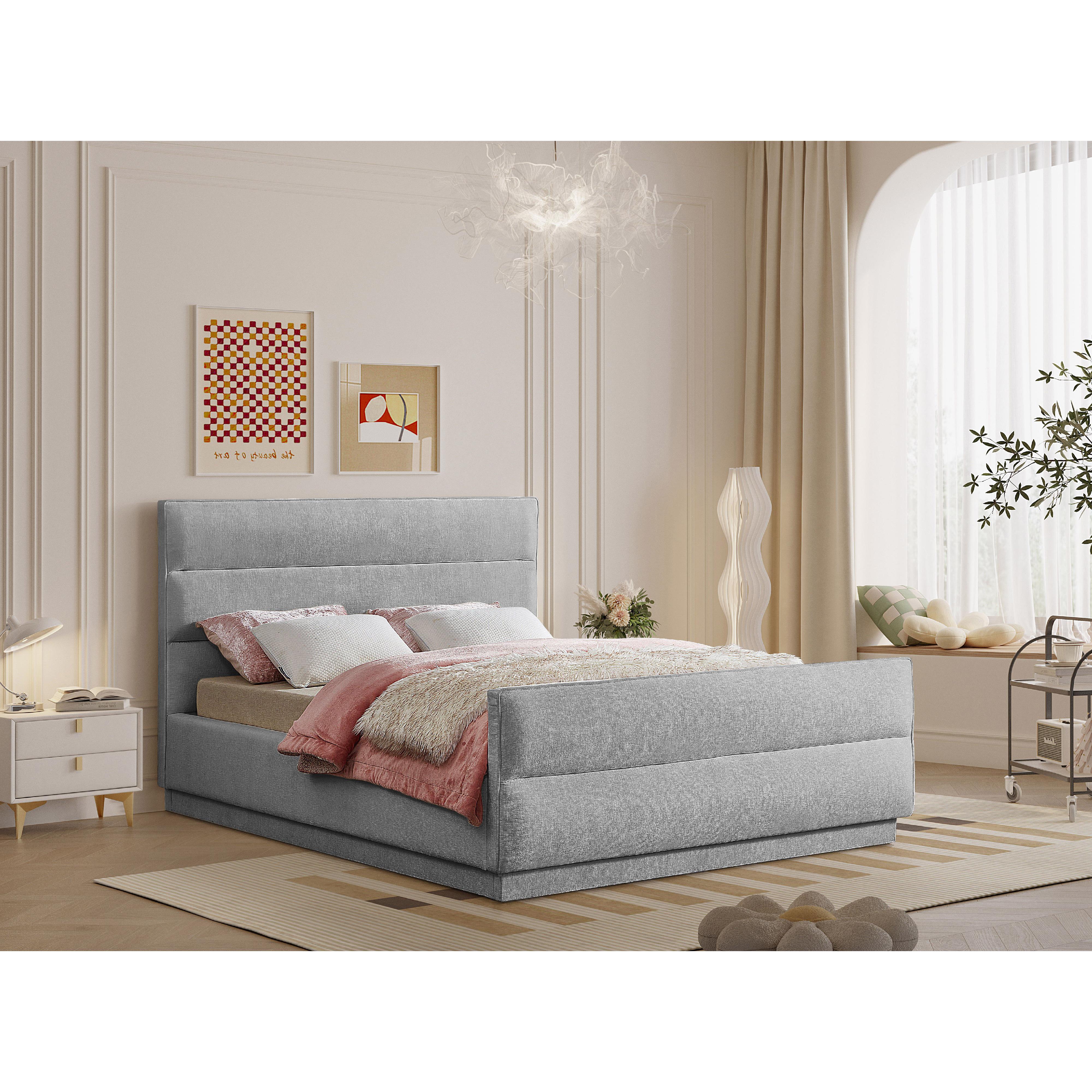 Meridian Paxton Grey Chenille Fabric Full Bed (3 Boxes)