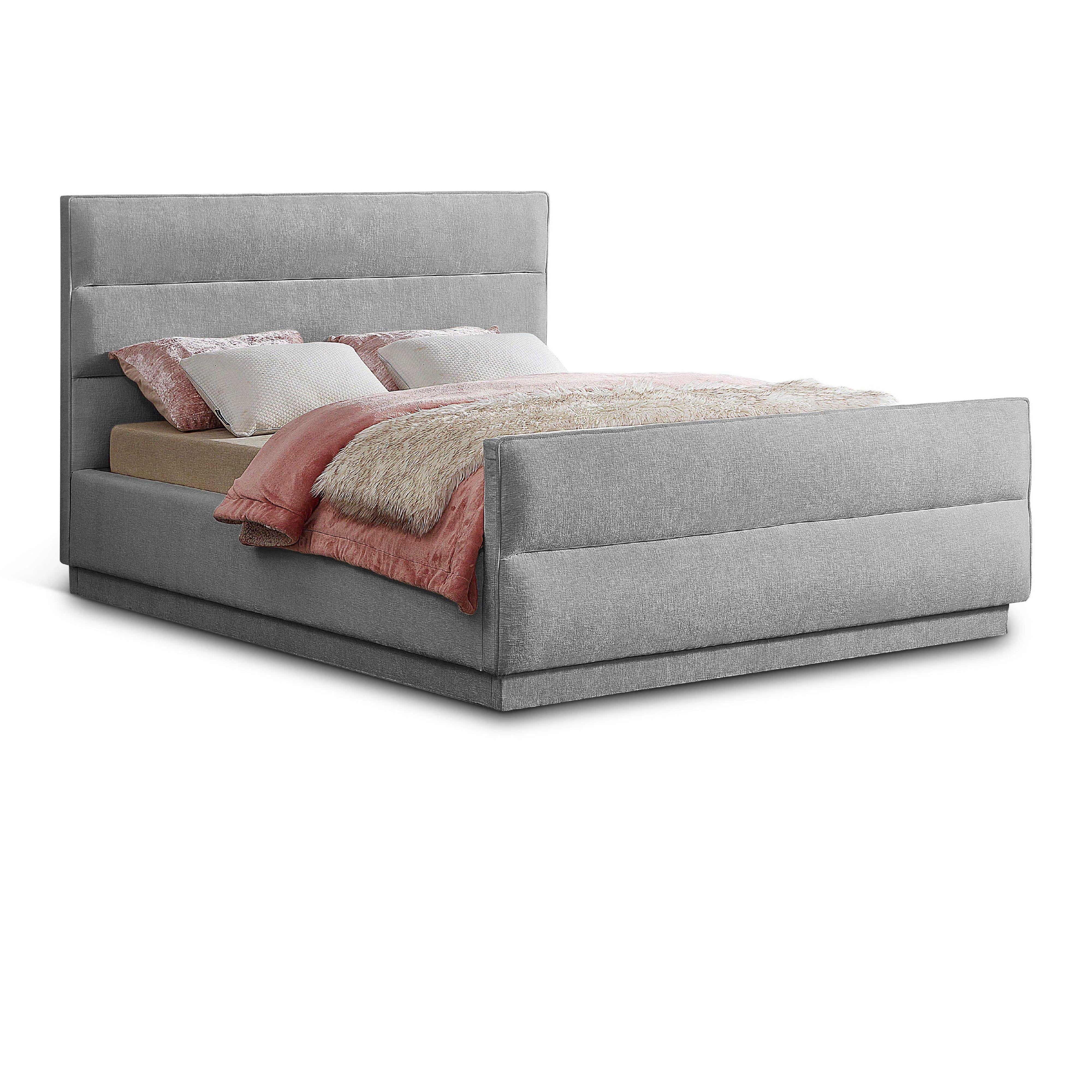 Meridian Paxton Grey Chenille Fabric Queen Bed (3 Boxes)