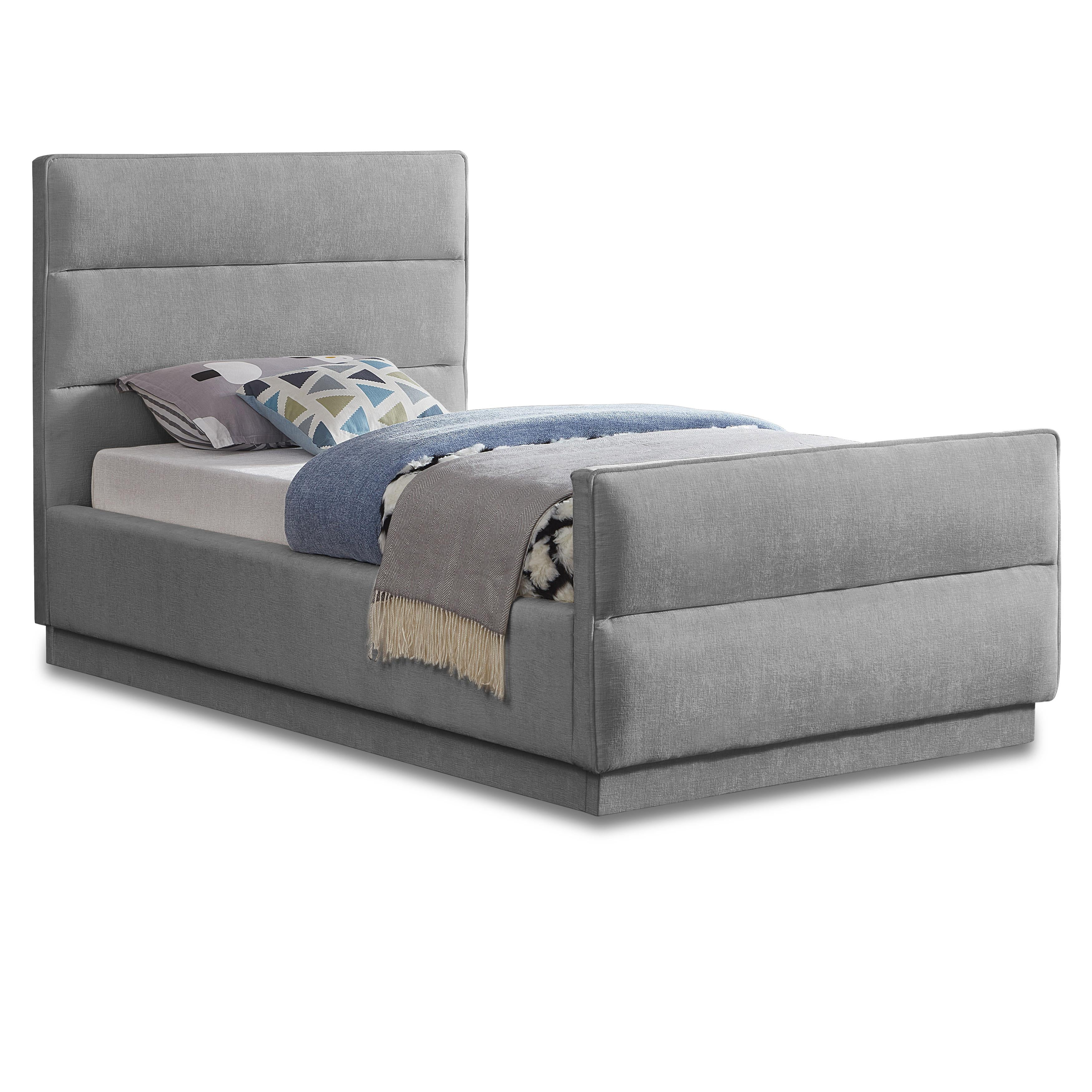 Meridian Paxton Grey Chenille Fabric Twin Bed (3 Boxes)