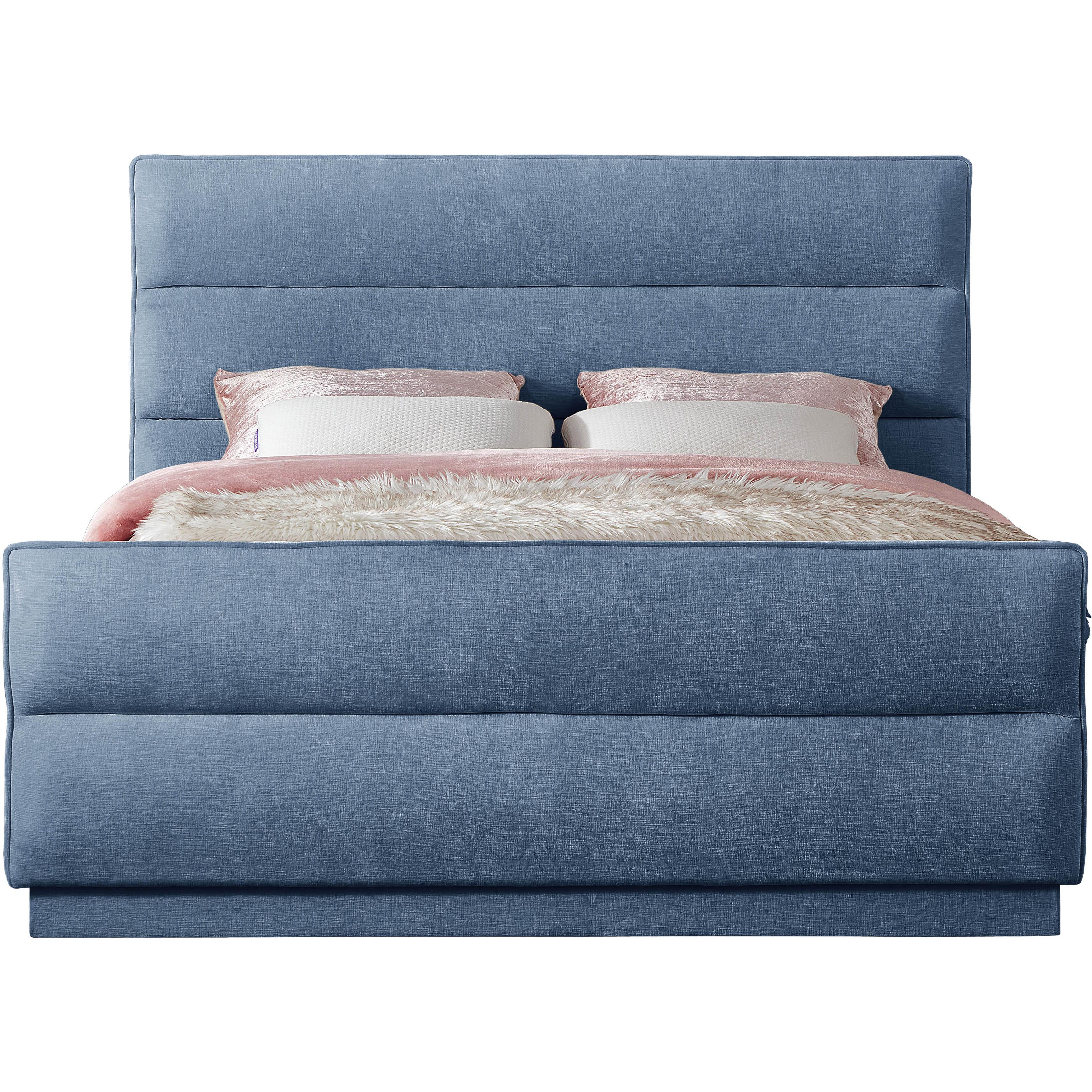 Meridian Paxton Light Blue Chenille Fabric Queen Bed (3 Boxes)