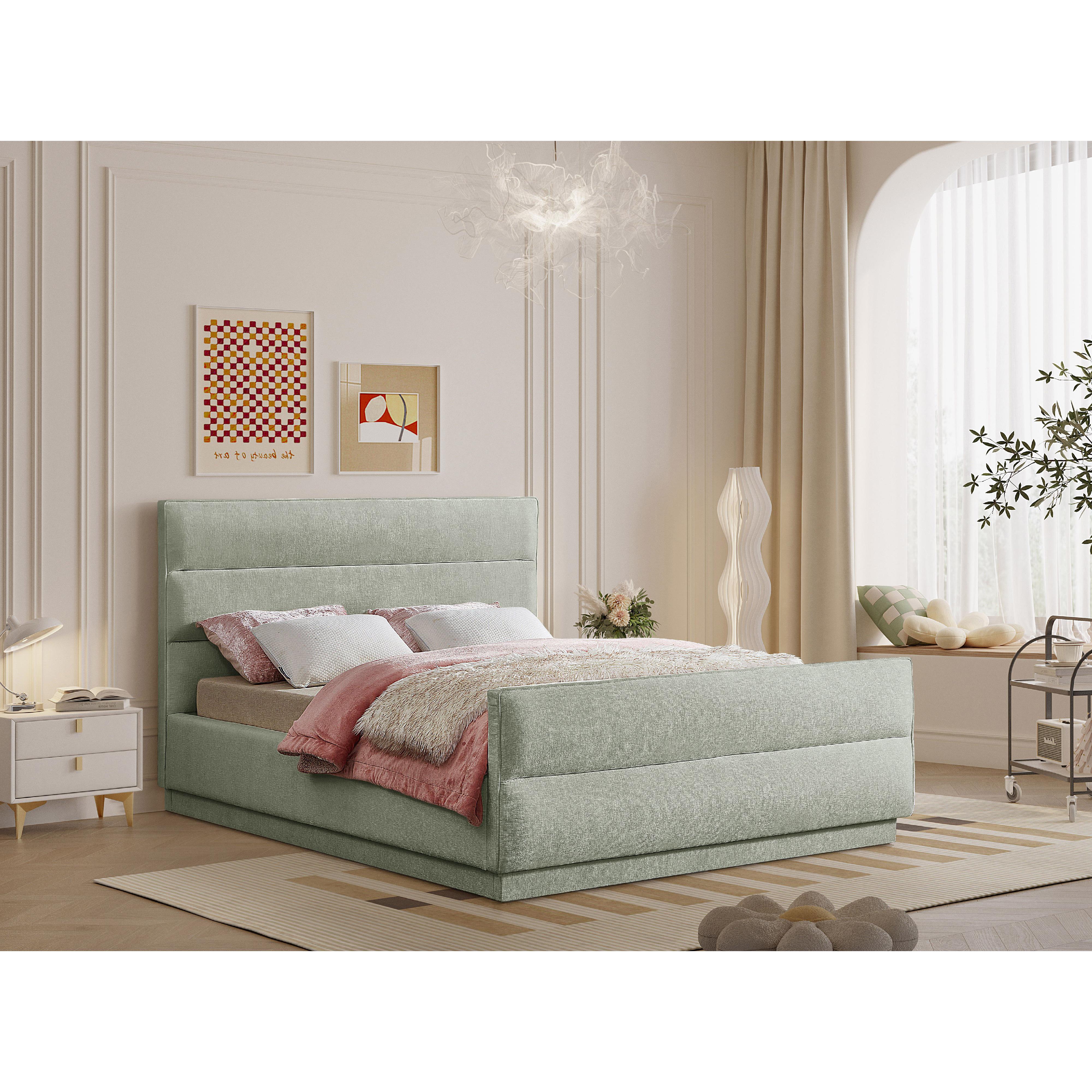 Meridian Paxton Mint Chenille Fabric King Bed (3 Boxes)