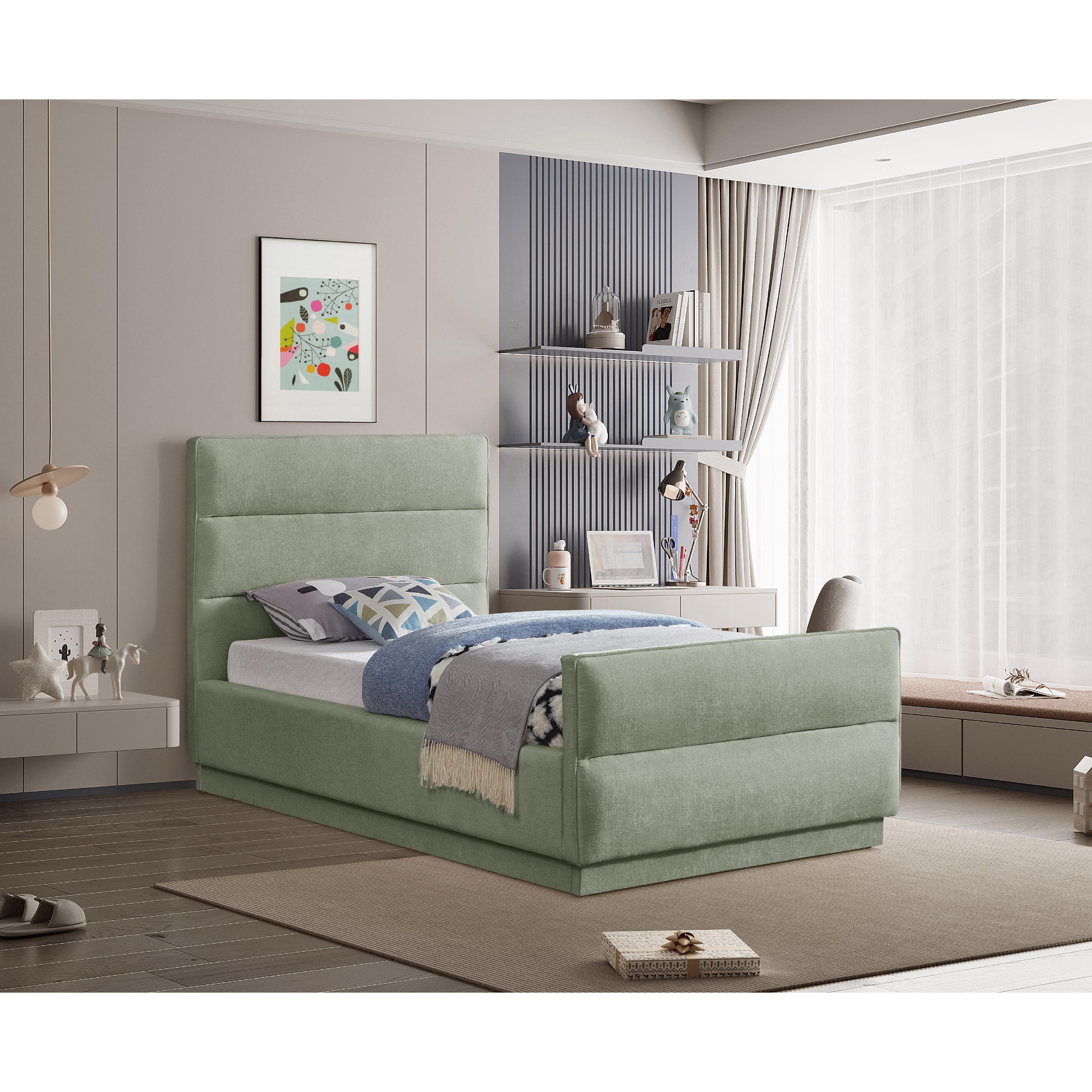 Meridian Paxton Mint Chenille Fabric Twin Bed (3 Boxes)