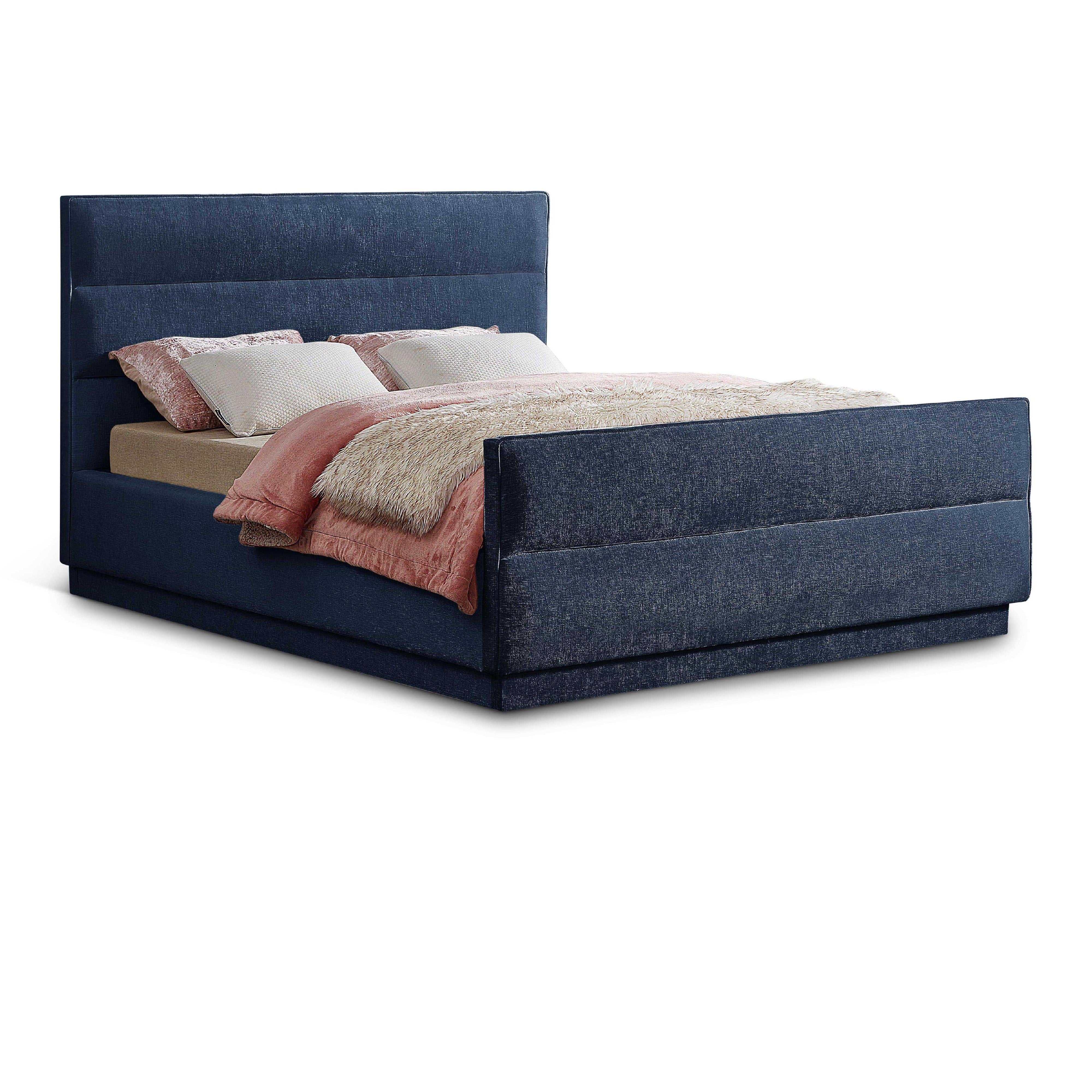 Meridian Paxton Navy Chenille Fabric Full Bed (3 Boxes)
