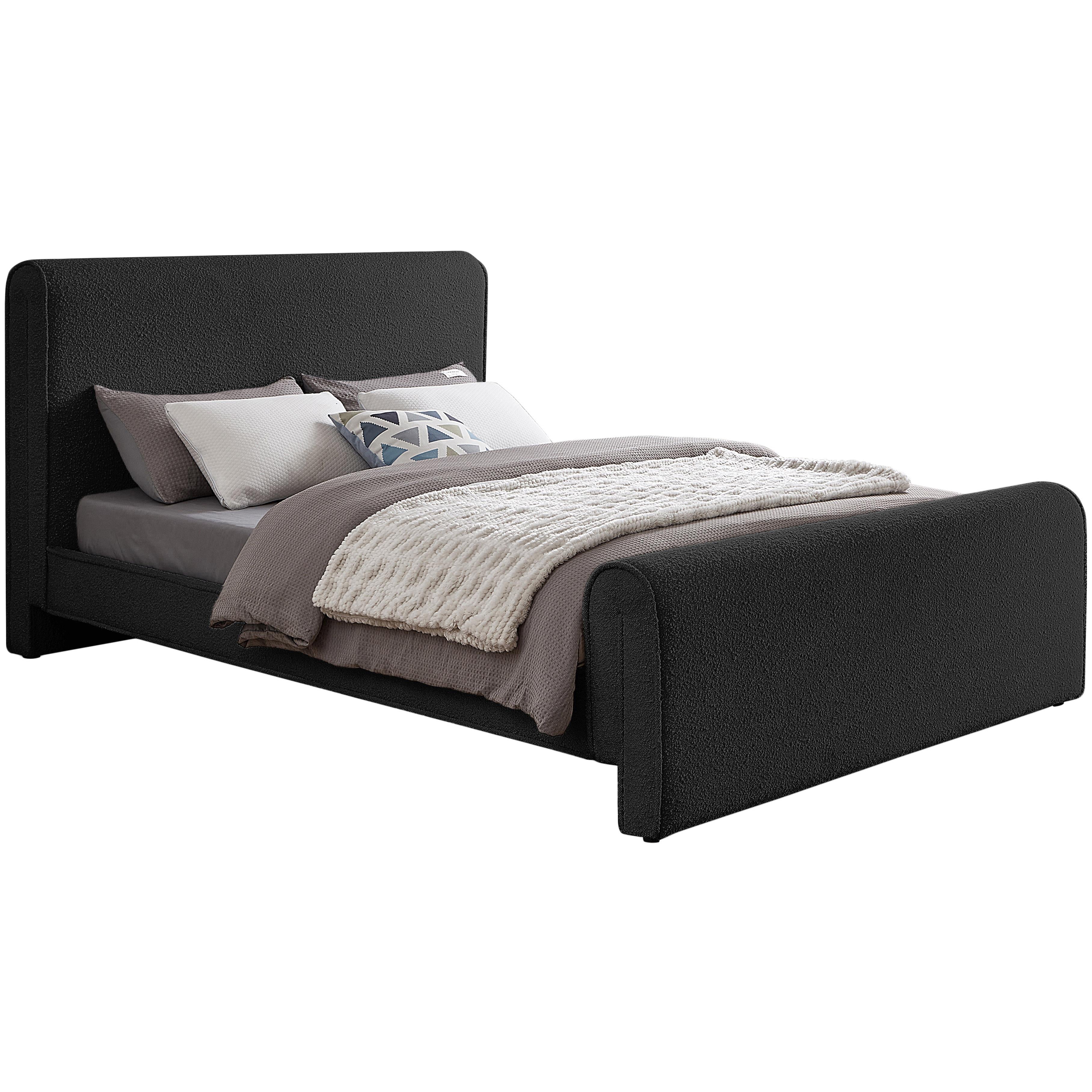 Meridian Stylus Black Boucle Fabric King Bed (3 Boxes)