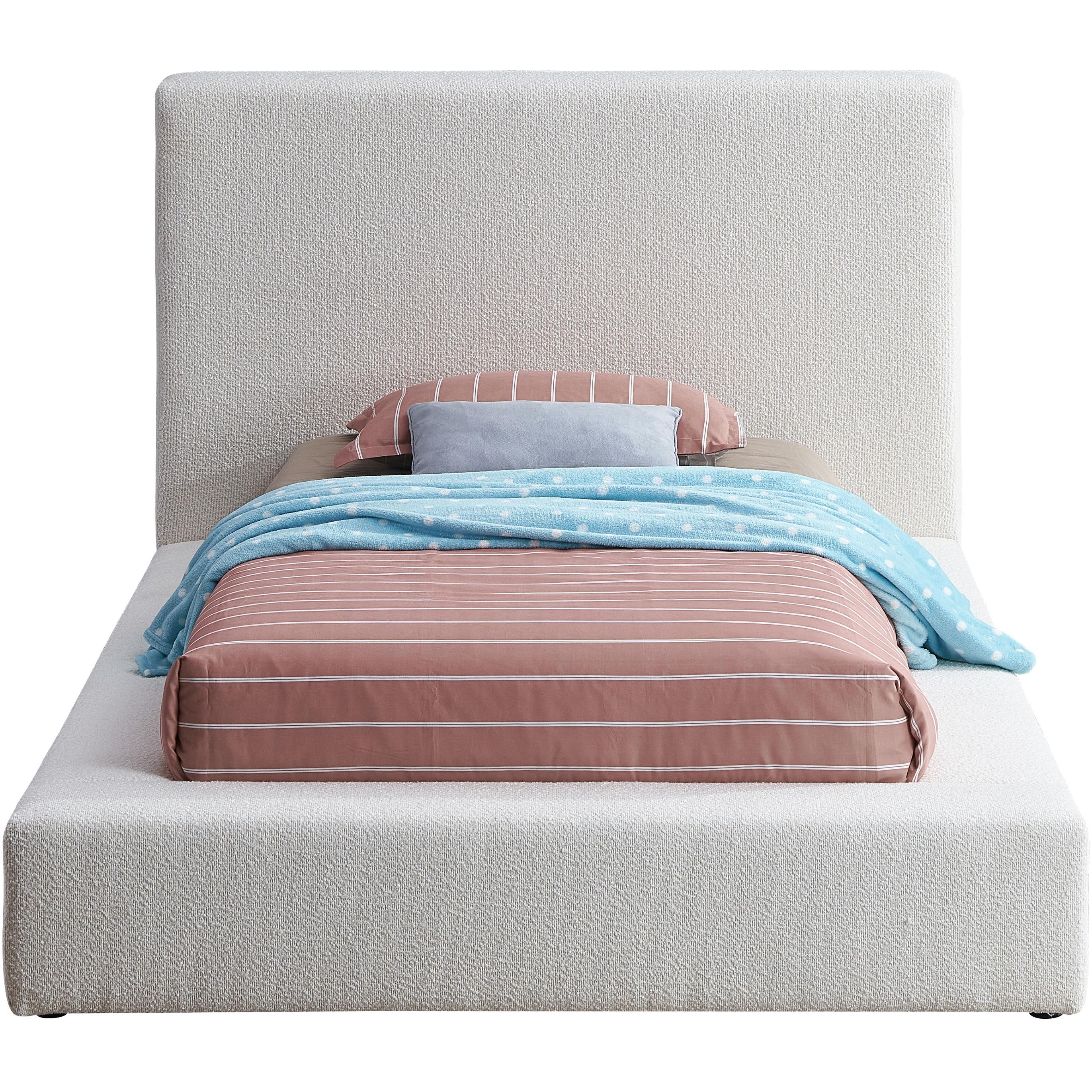 Meridian Terra Cream Boucle Fabric Twin Bed