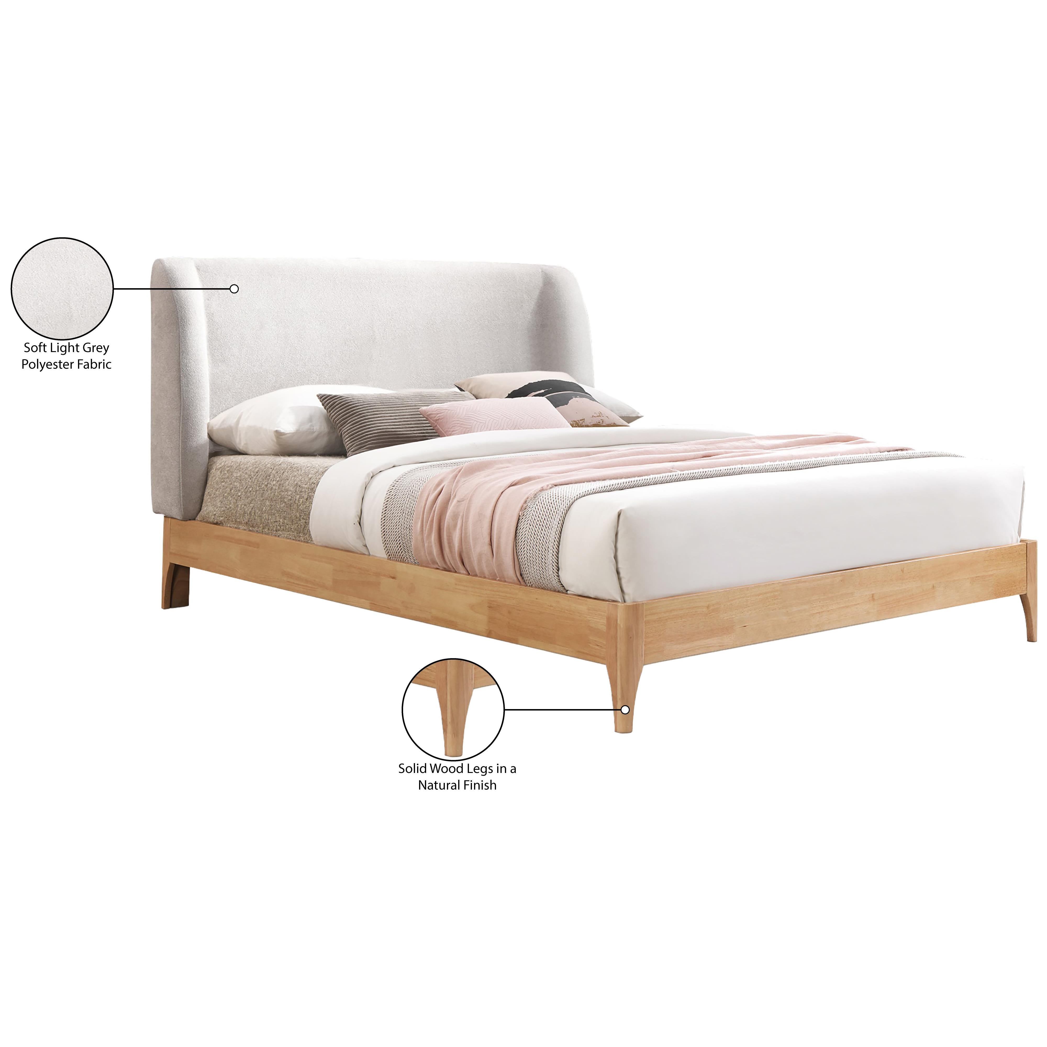 Meridian Ventura Grey Polyester Fabric King Bed