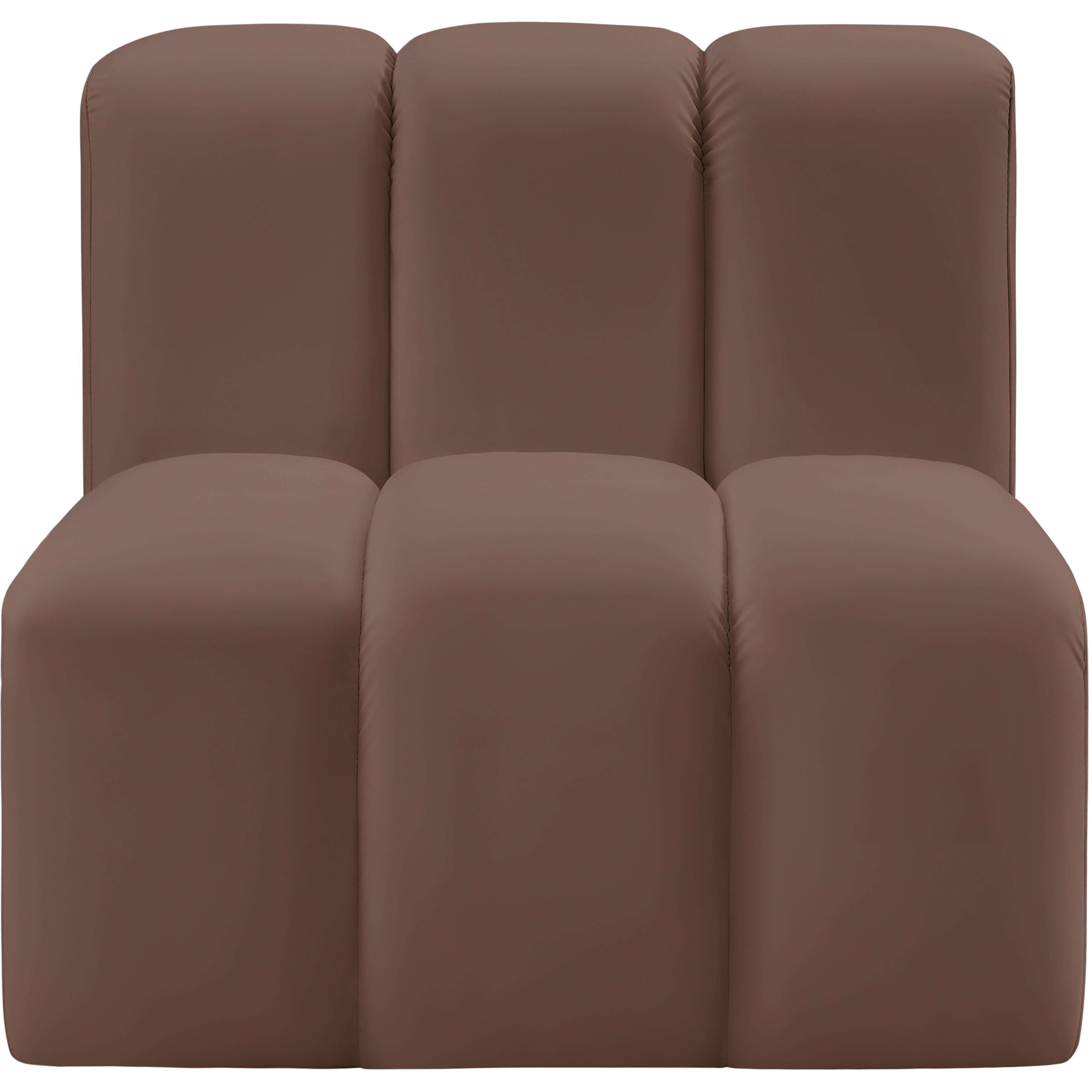 Meridian Arc Brown Vegan Leather Straight Chair