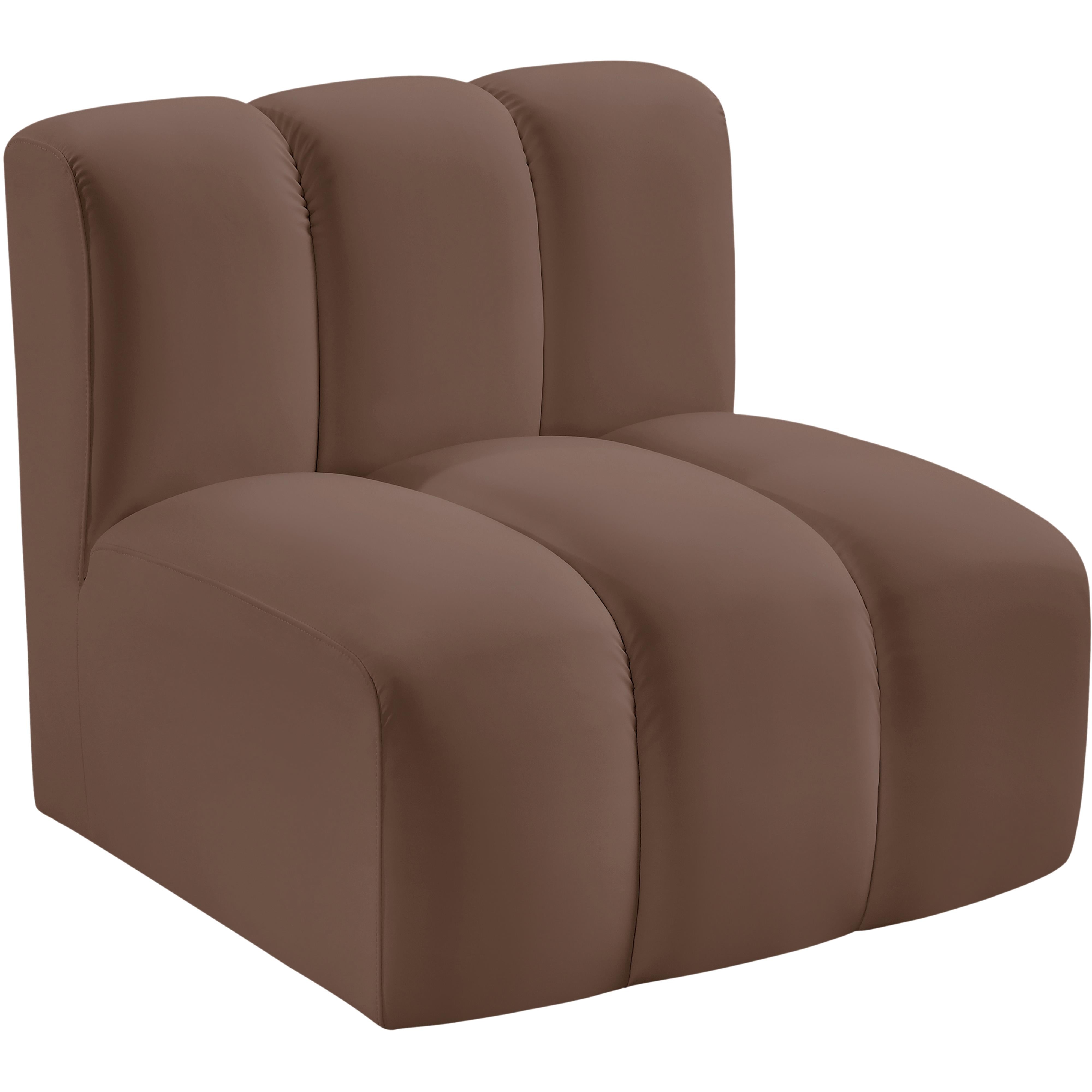 Meridian Arc Brown Vegan Leather Straight Chair
