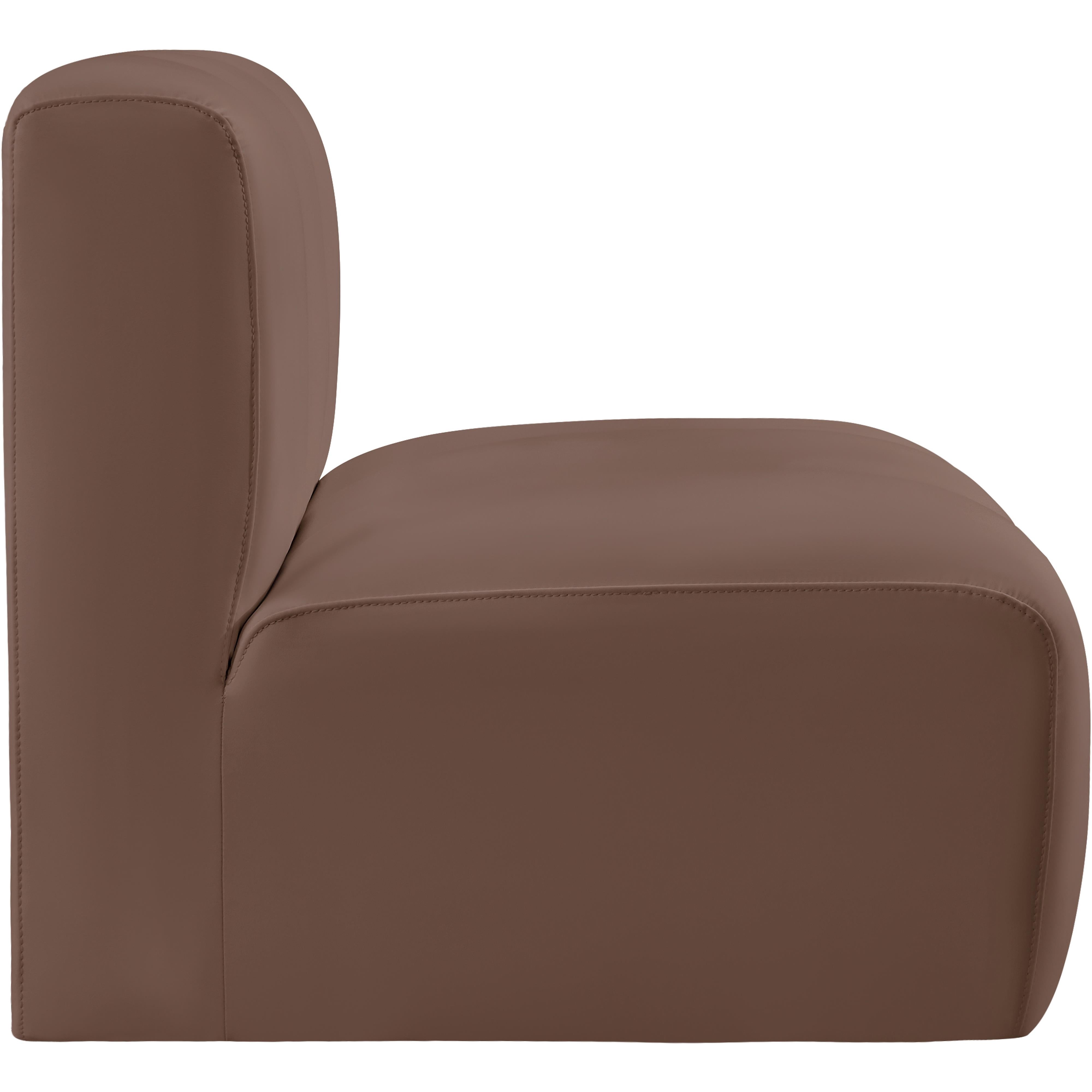 Meridian Arc Brown Vegan Leather Straight Chair