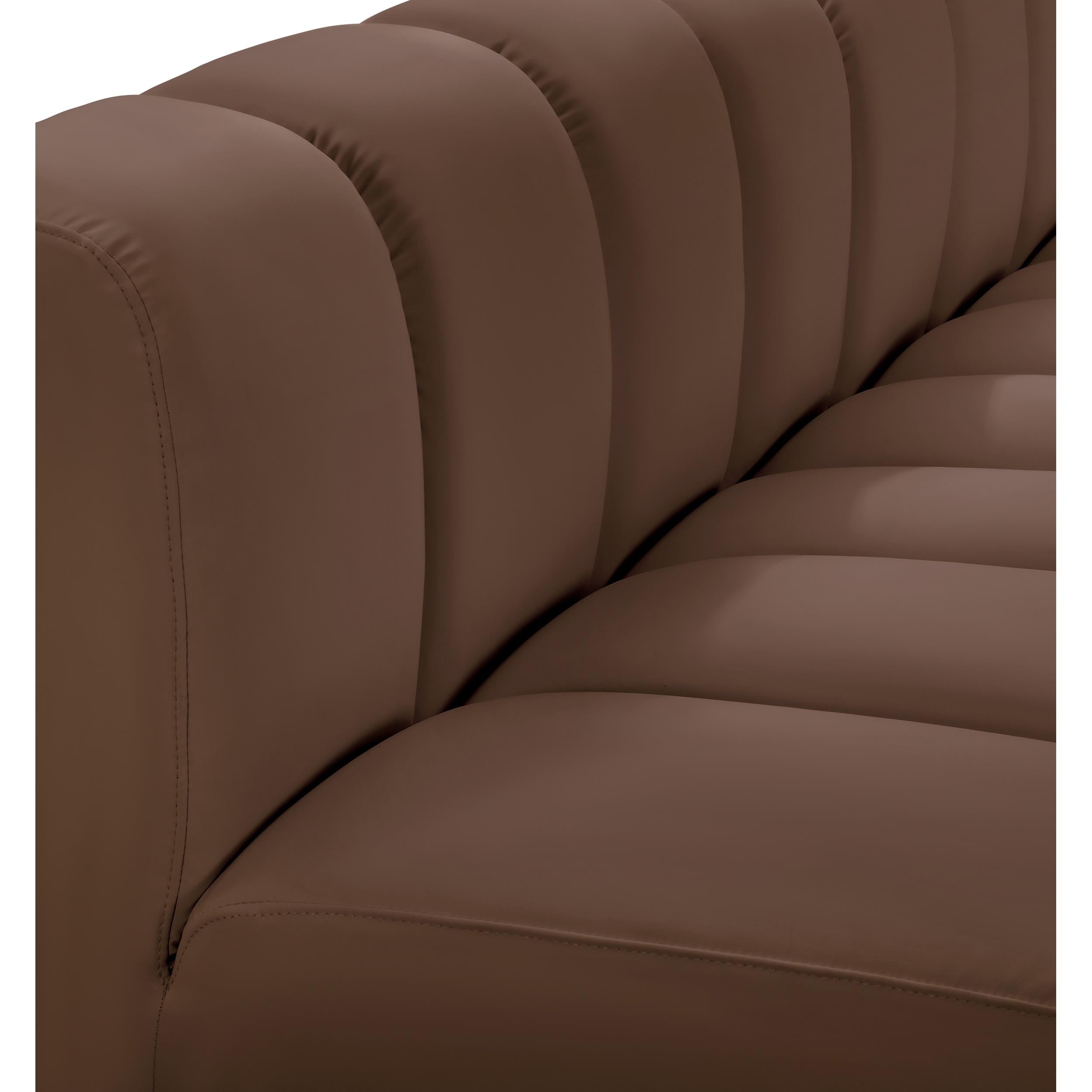 Meridian Arc Brown Vegan Leather Straight Chair