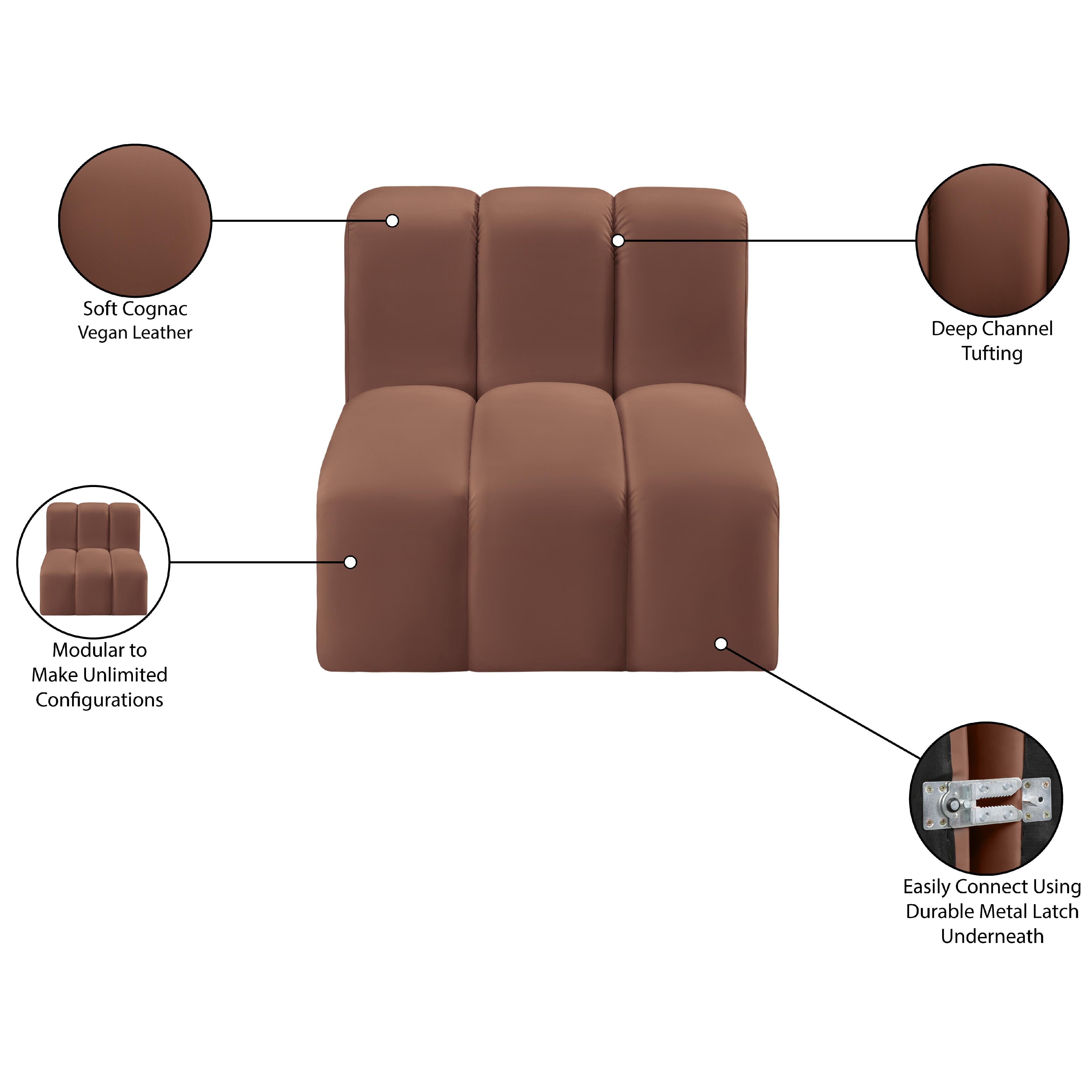 Meridian Arc Cognac Vegan Leather Straight Chair