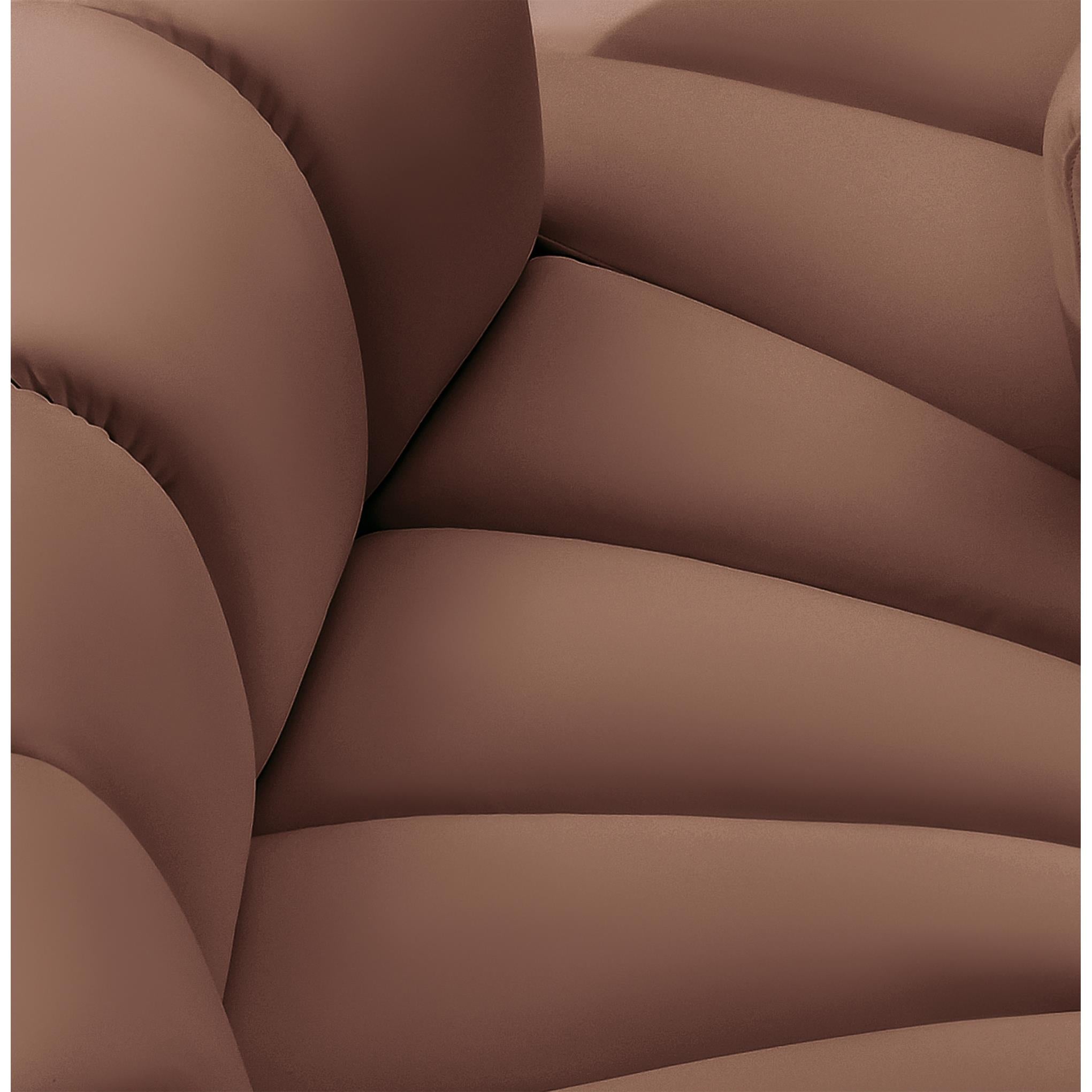 Meridian Arc Cognac Vegan Leather Straight Chair