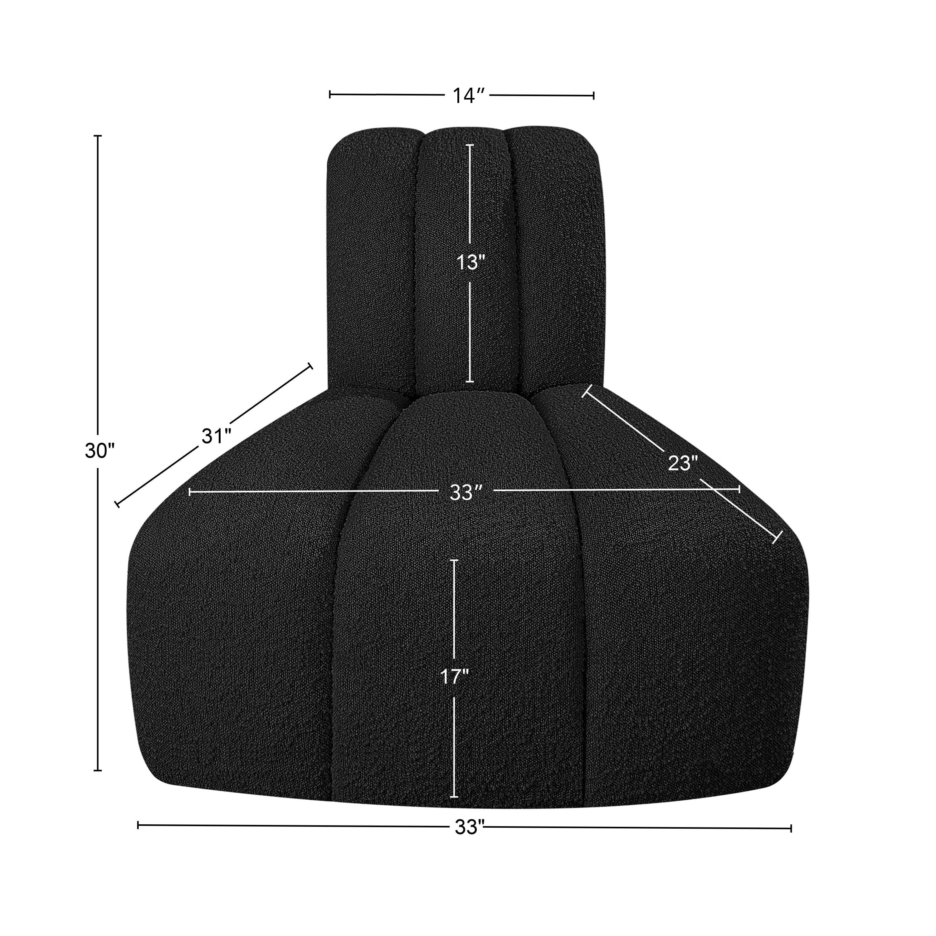 Meridian Arc Black Boucle Fabric Reverse Corner