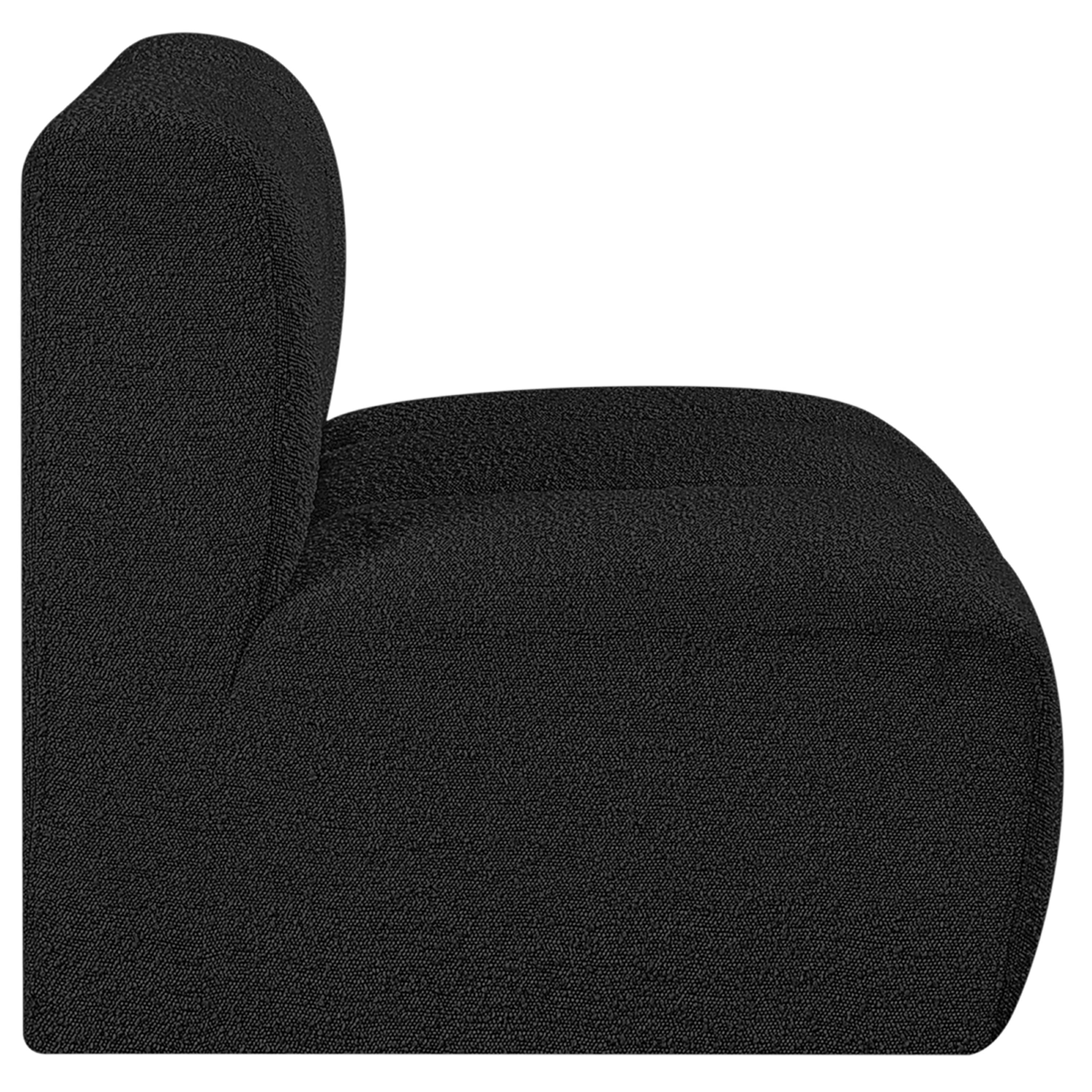 Meridian Arc Black Boucle Fabric Straight Chair