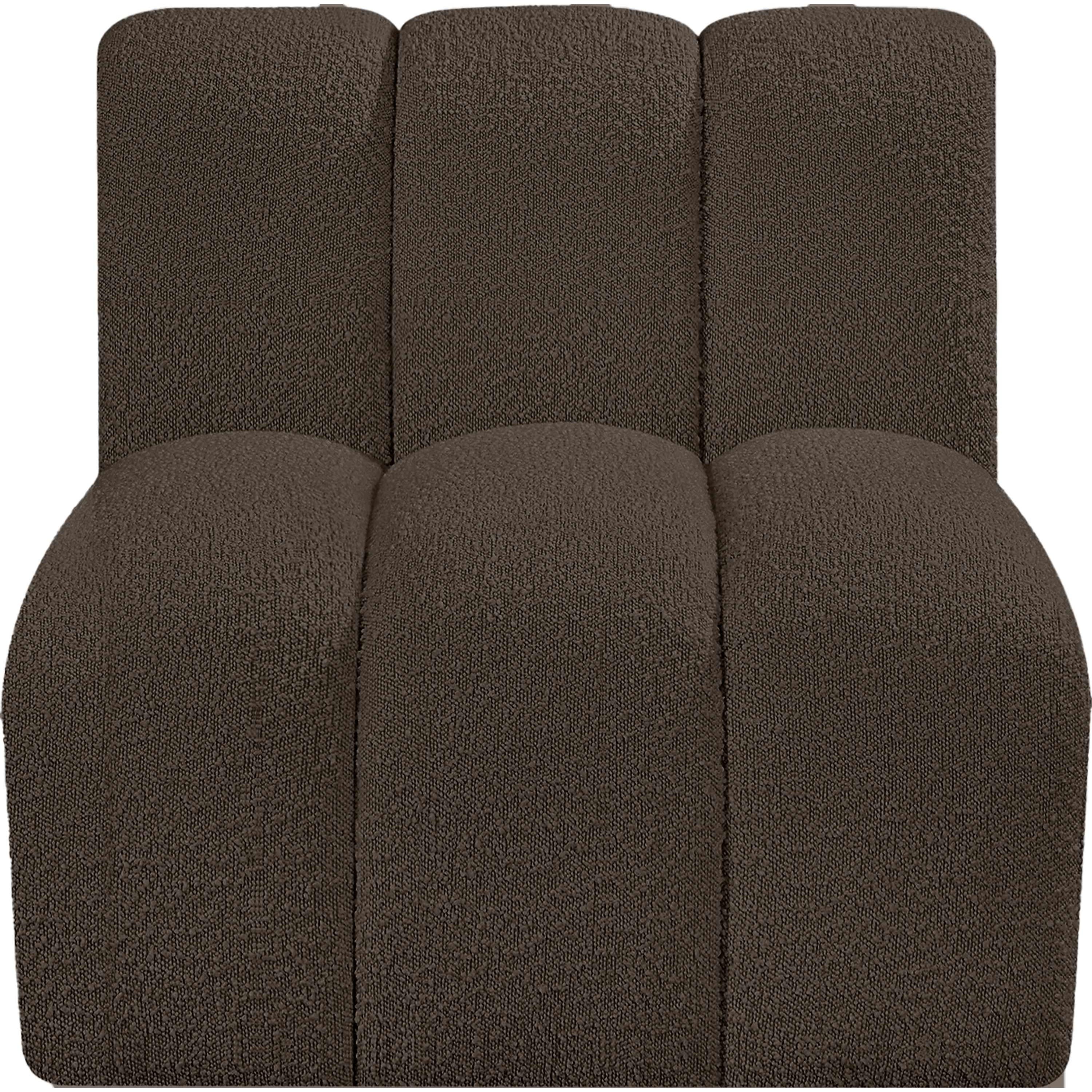 Meridian Arc Brown Boucle Fabric Straight Chair