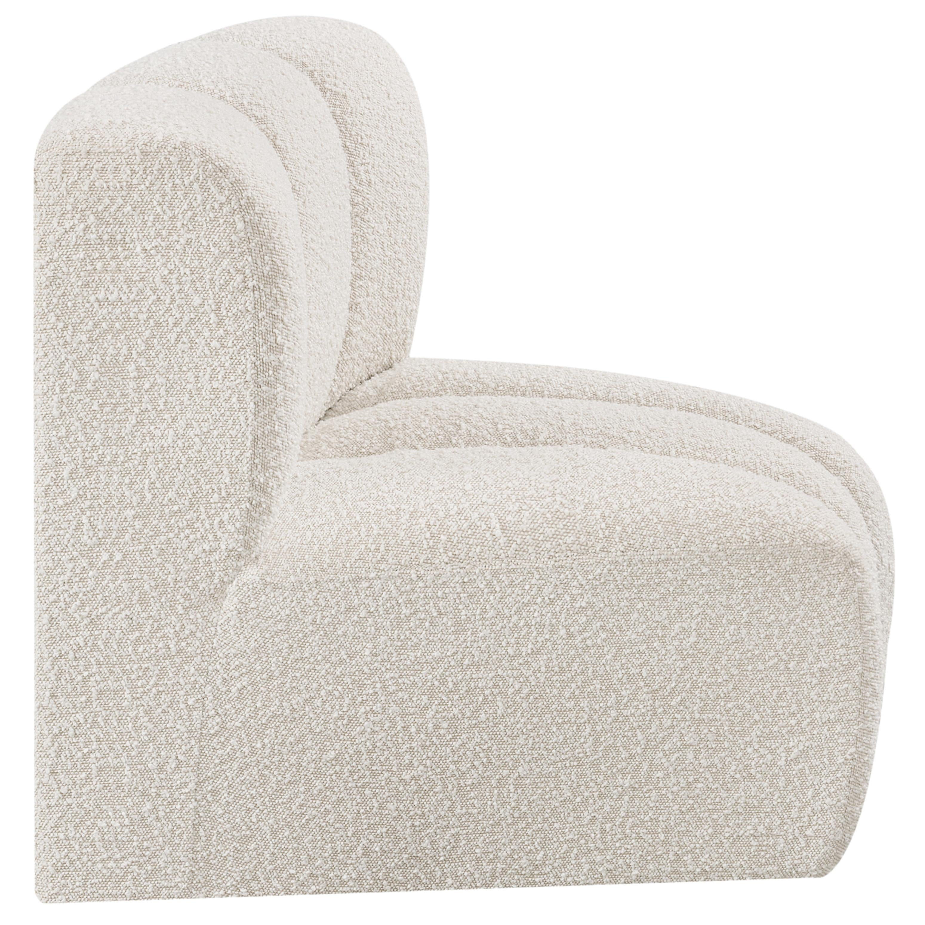 Meridian Arc Cream Boucle Fabric Curved Corner