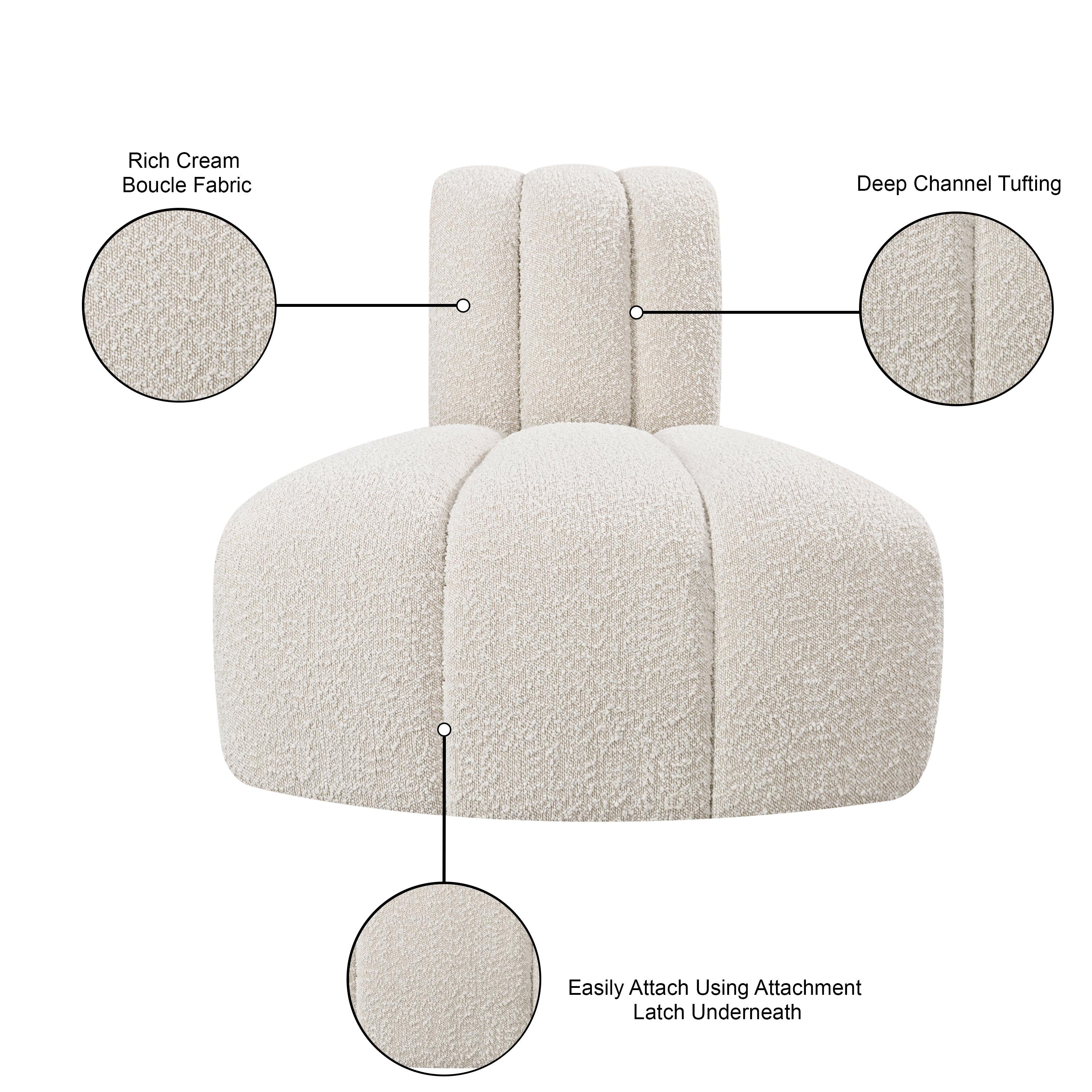 Meridian Arc Cream Boucle Fabric Reverse Corner