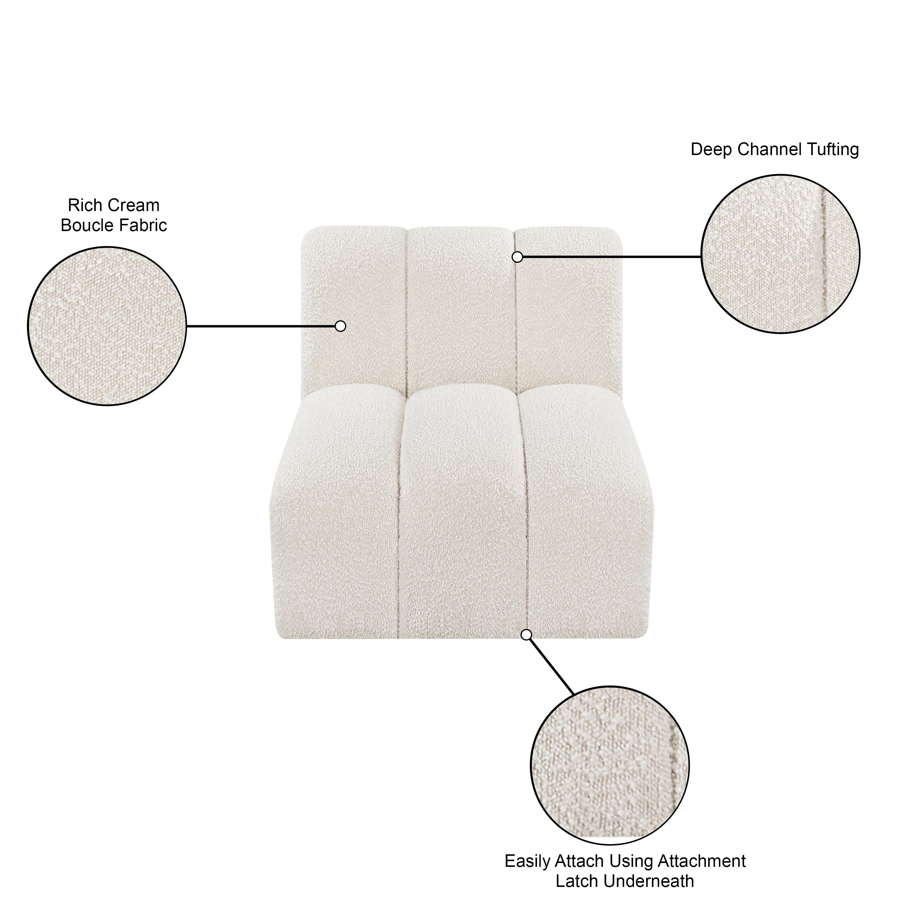 Meridian Arc Cream Boucle Fabric Straight Chair