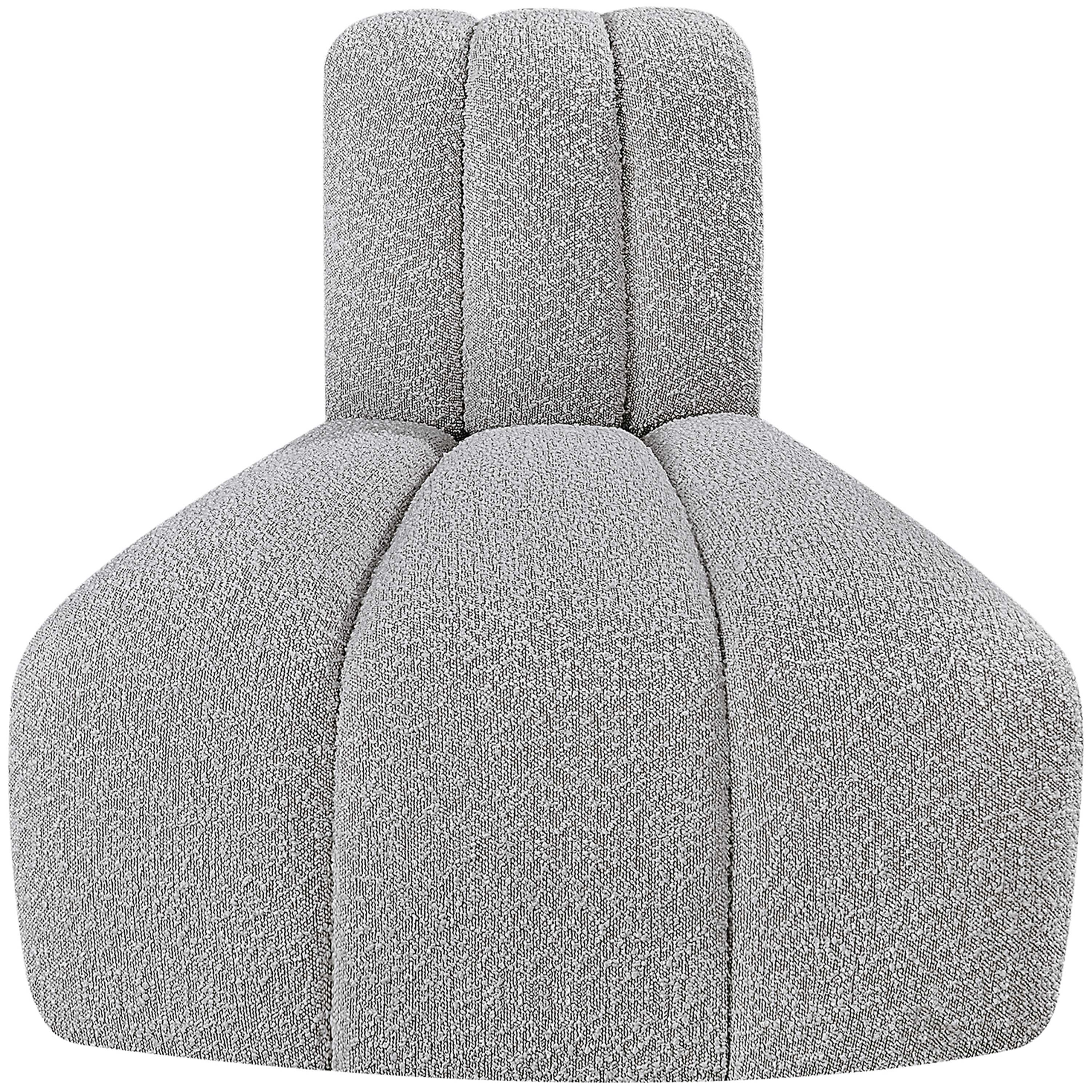 Meridian Arc Grey Boucle Fabric Reverse Corner