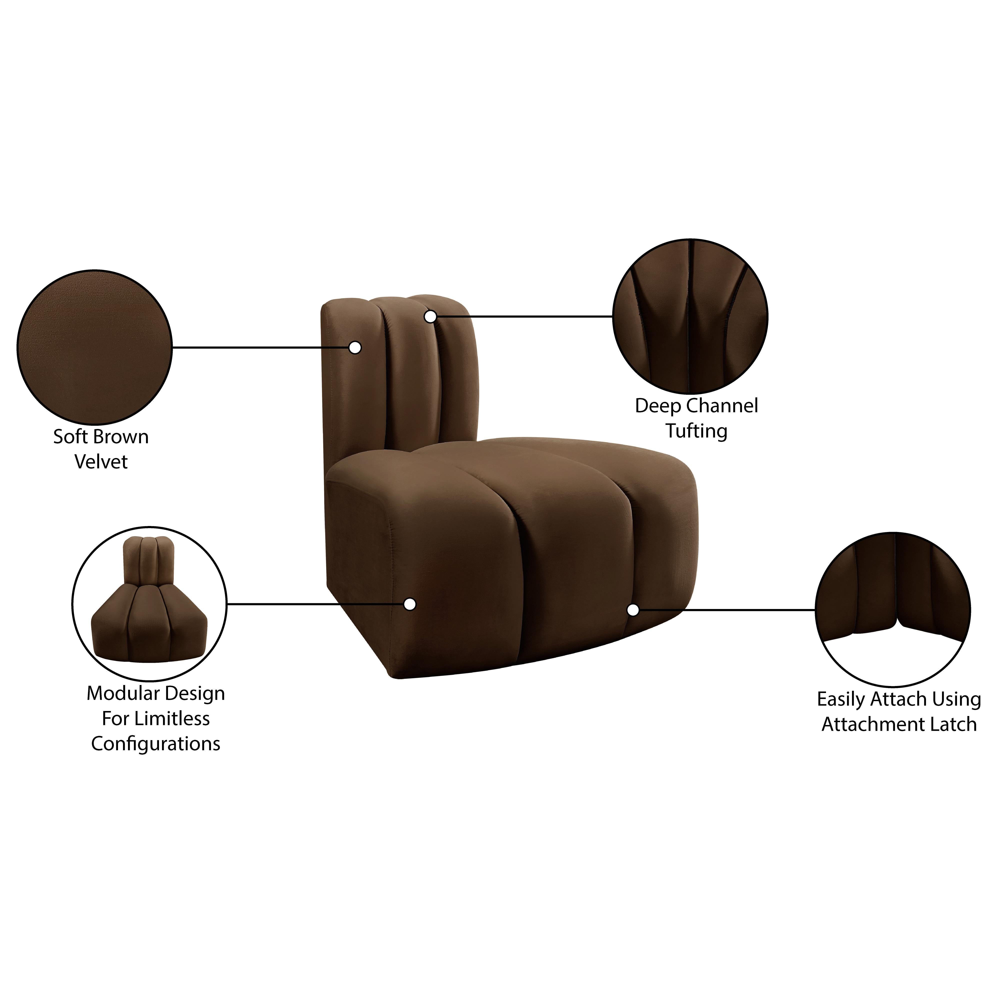 Meridian Arc Brown Velvet Reverse Corner