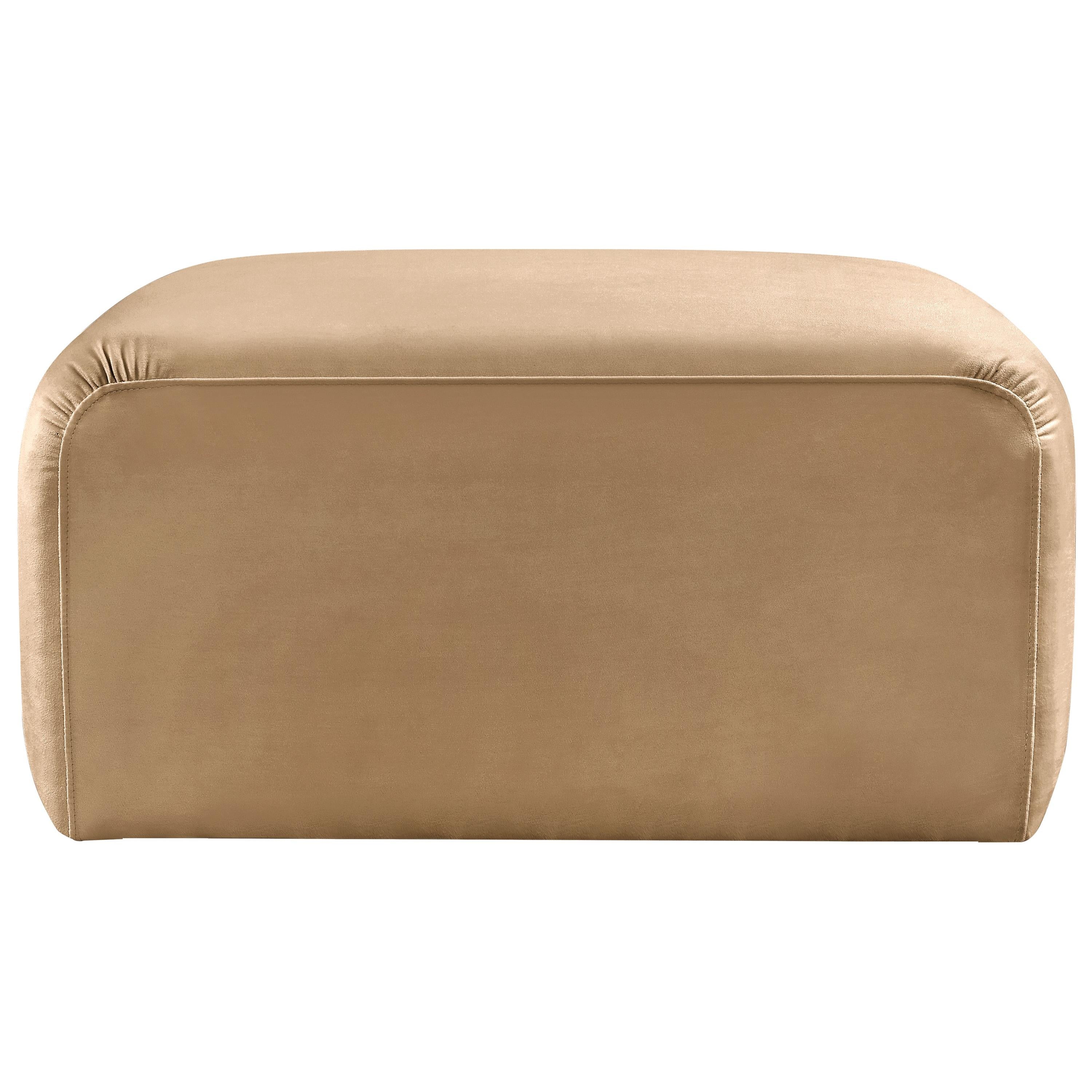 Meridian Arc Camel Velvet Ottoman