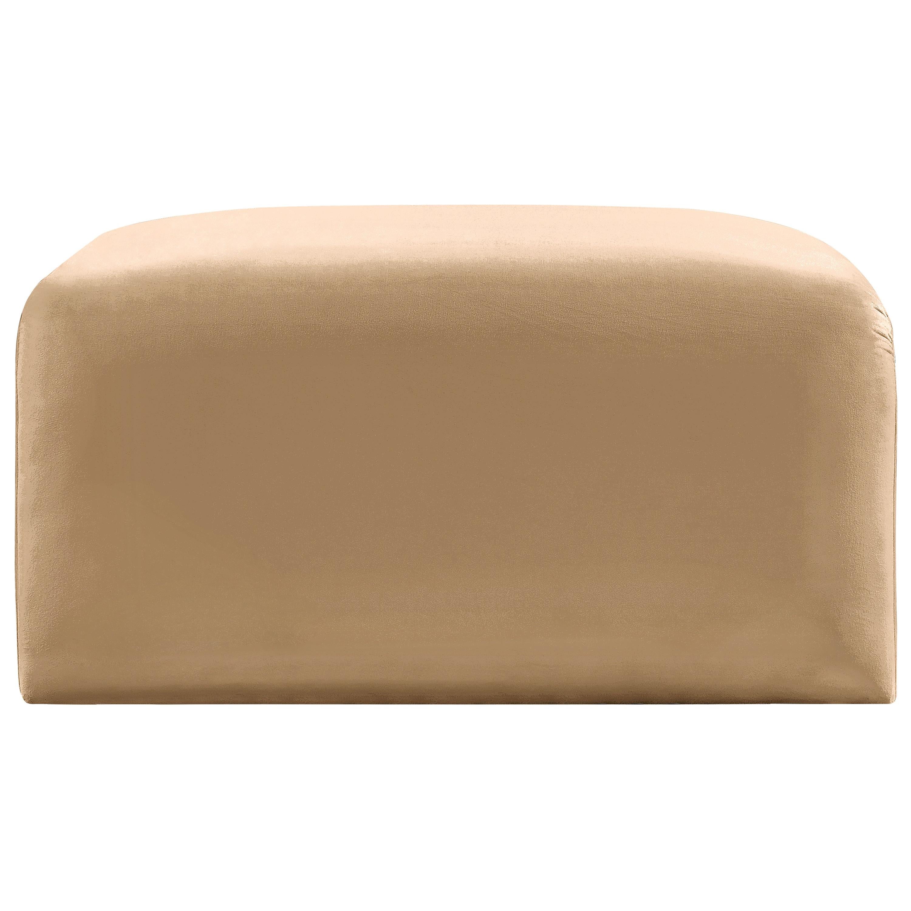 Meridian Arc Camel Velvet Ottoman