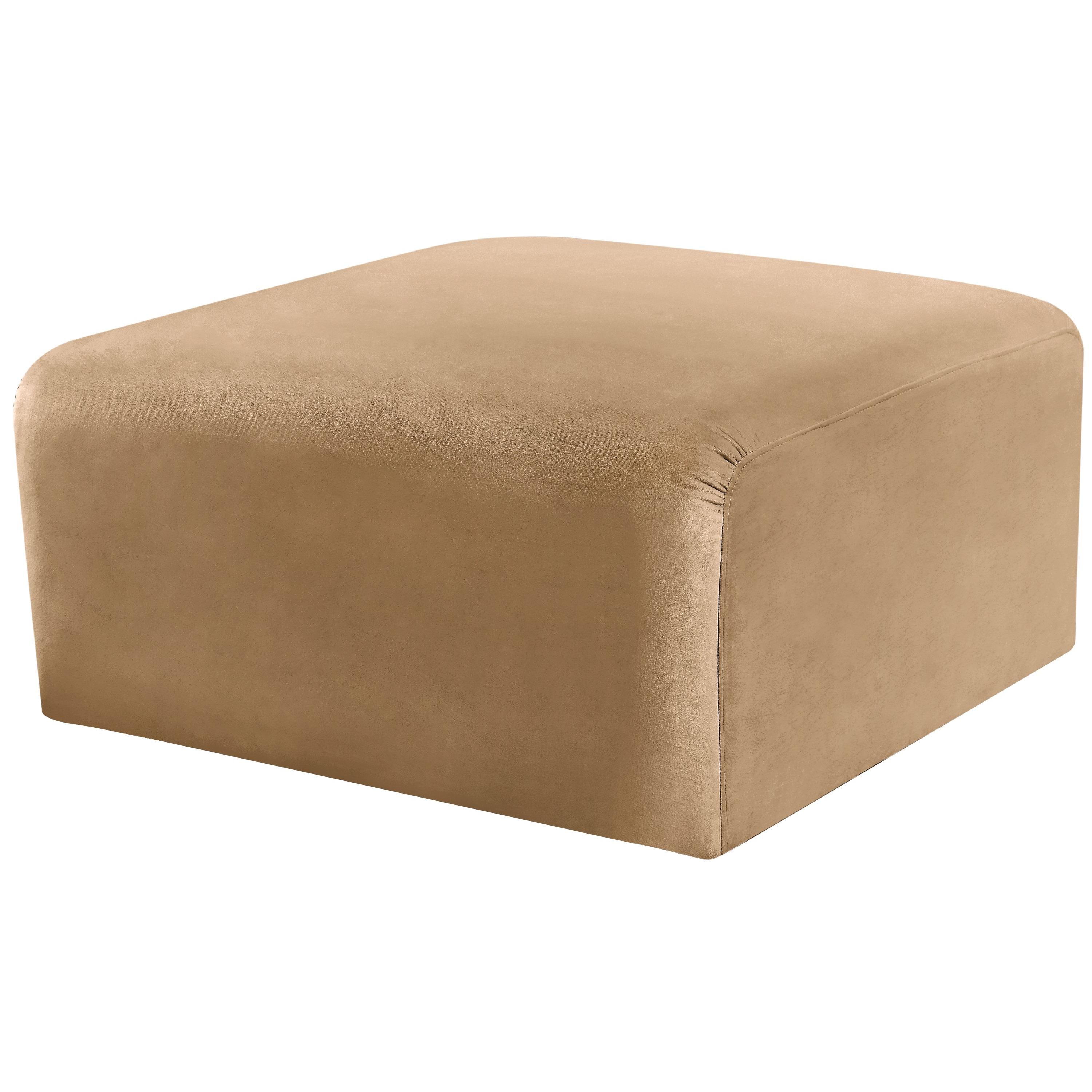 Meridian Arc Camel Velvet Ottoman