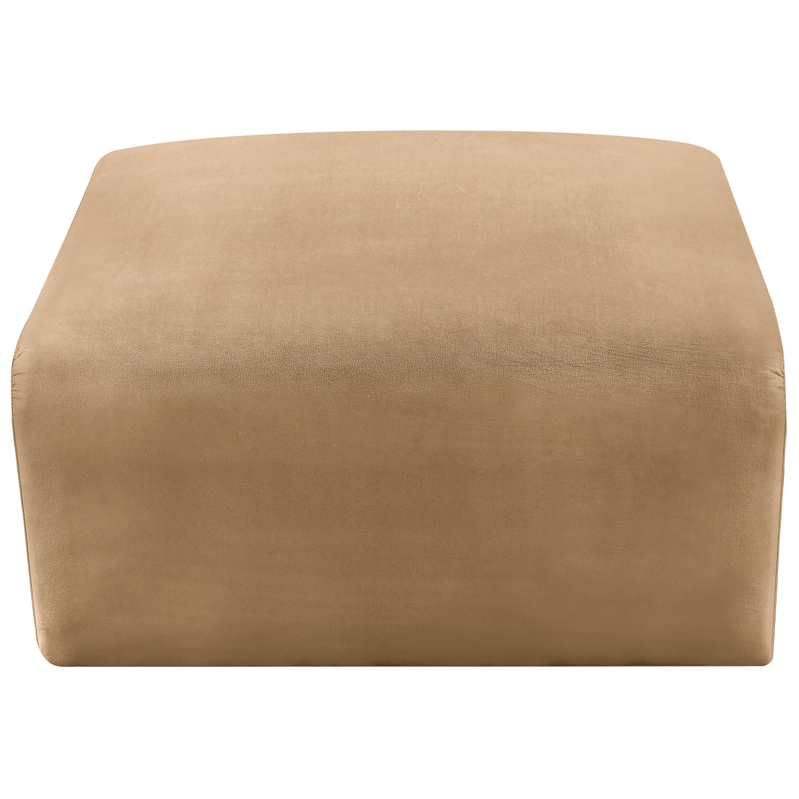 Meridian Arc Camel Velvet Ottoman