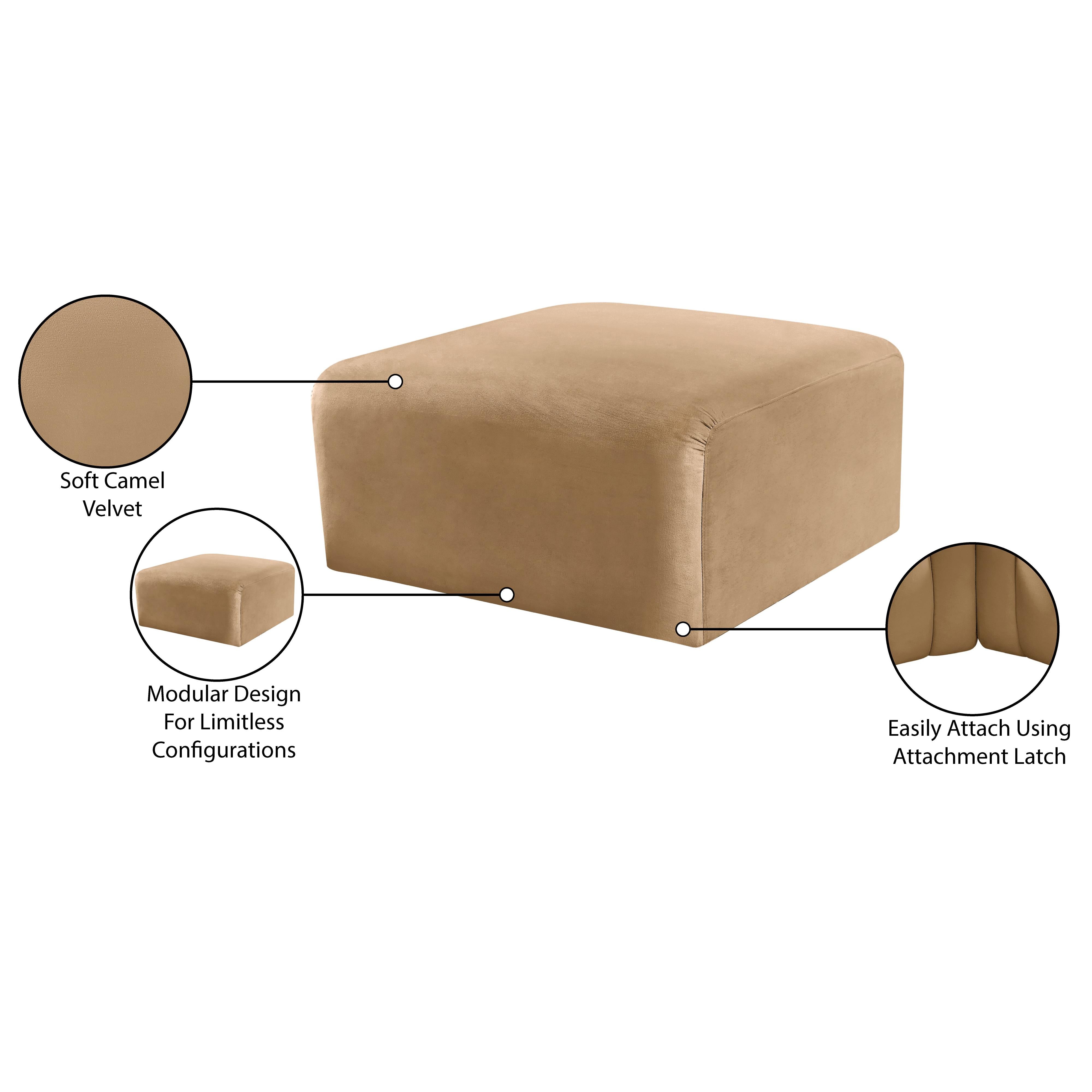 Meridian Arc Camel Velvet Ottoman