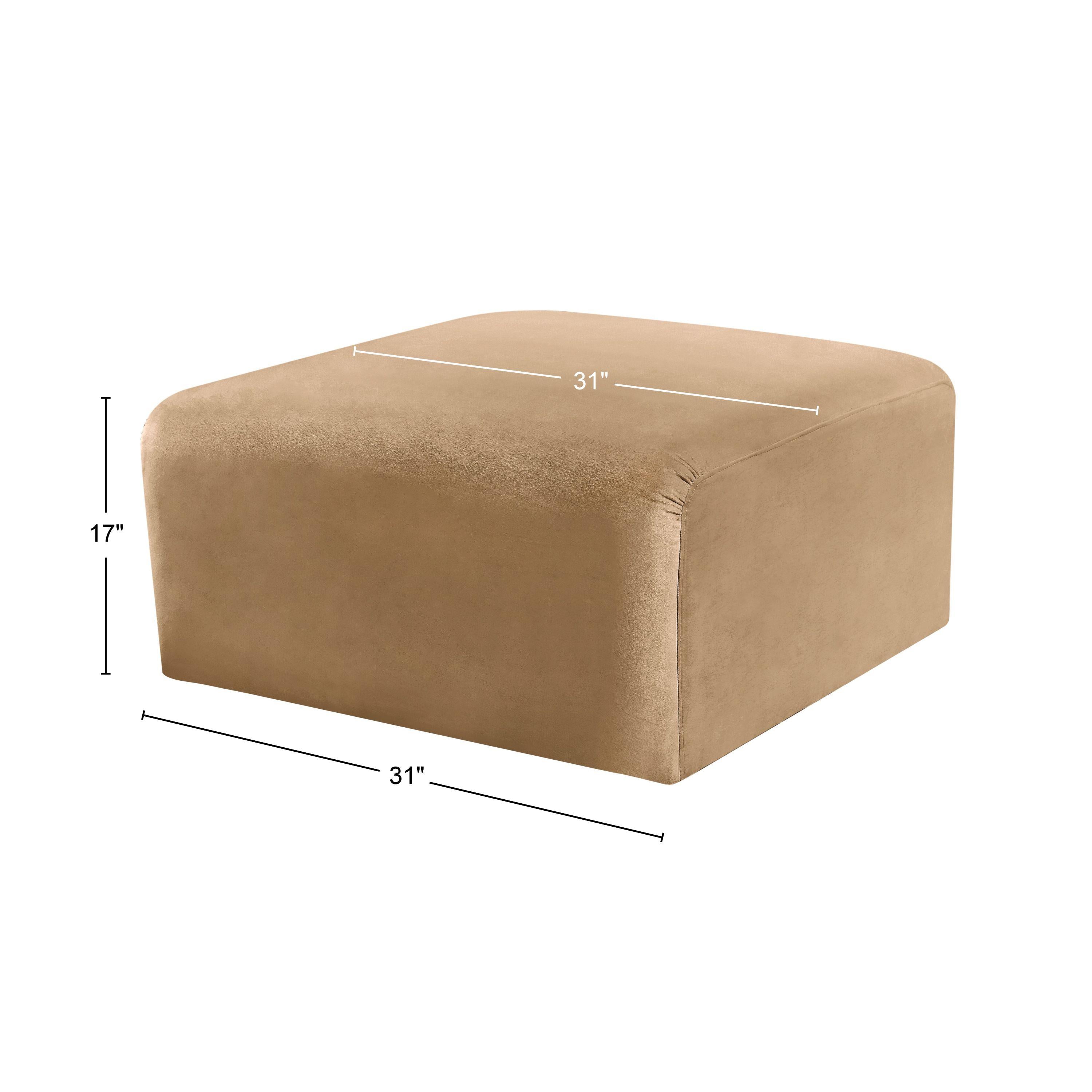 Meridian Arc Camel Velvet Ottoman