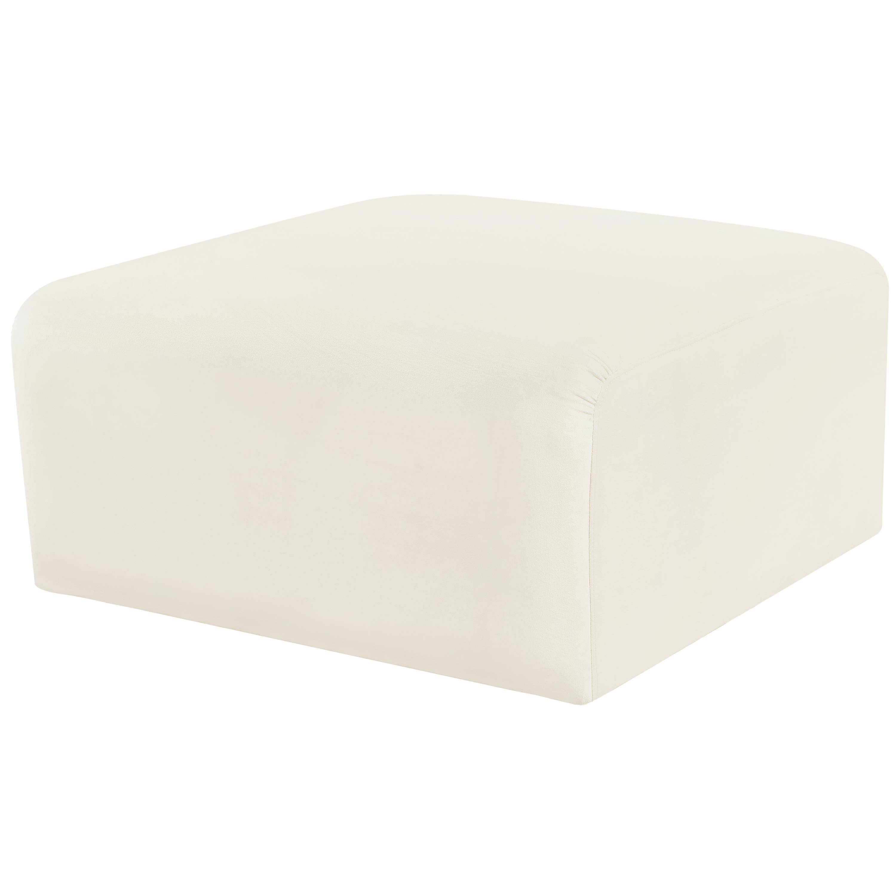 Meridian Arc Cream Velvet Ottoman