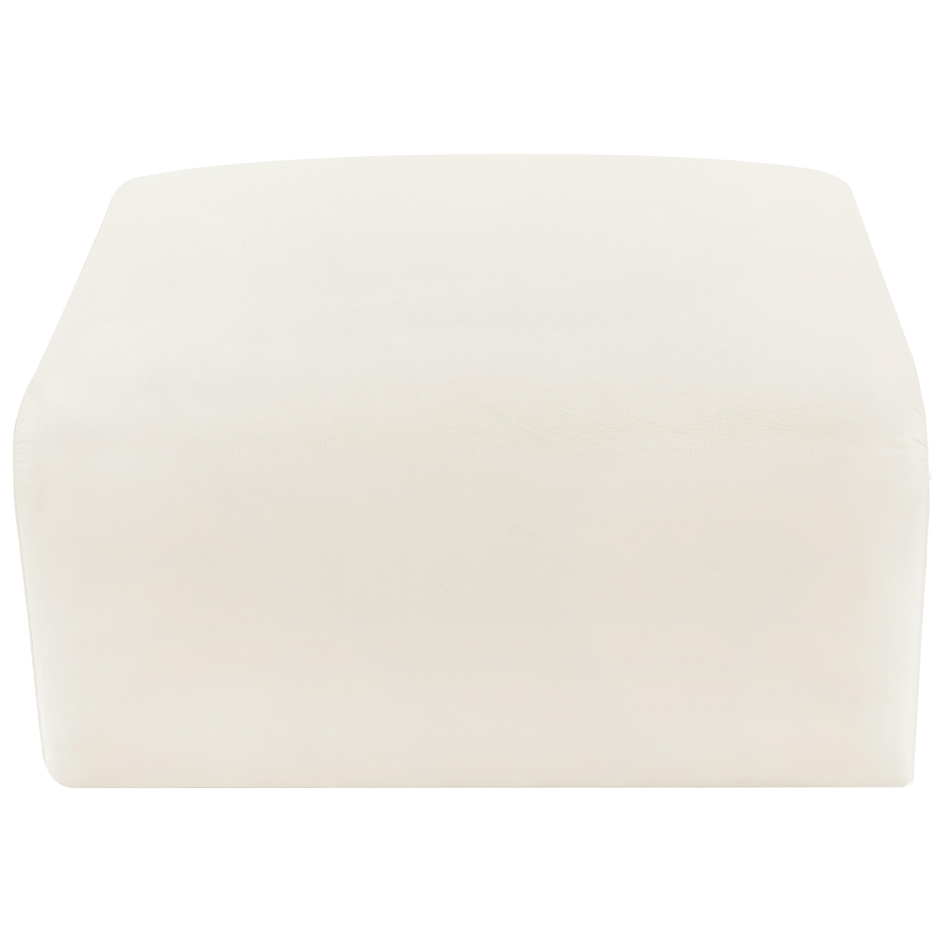 Meridian Arc Cream Velvet Ottoman