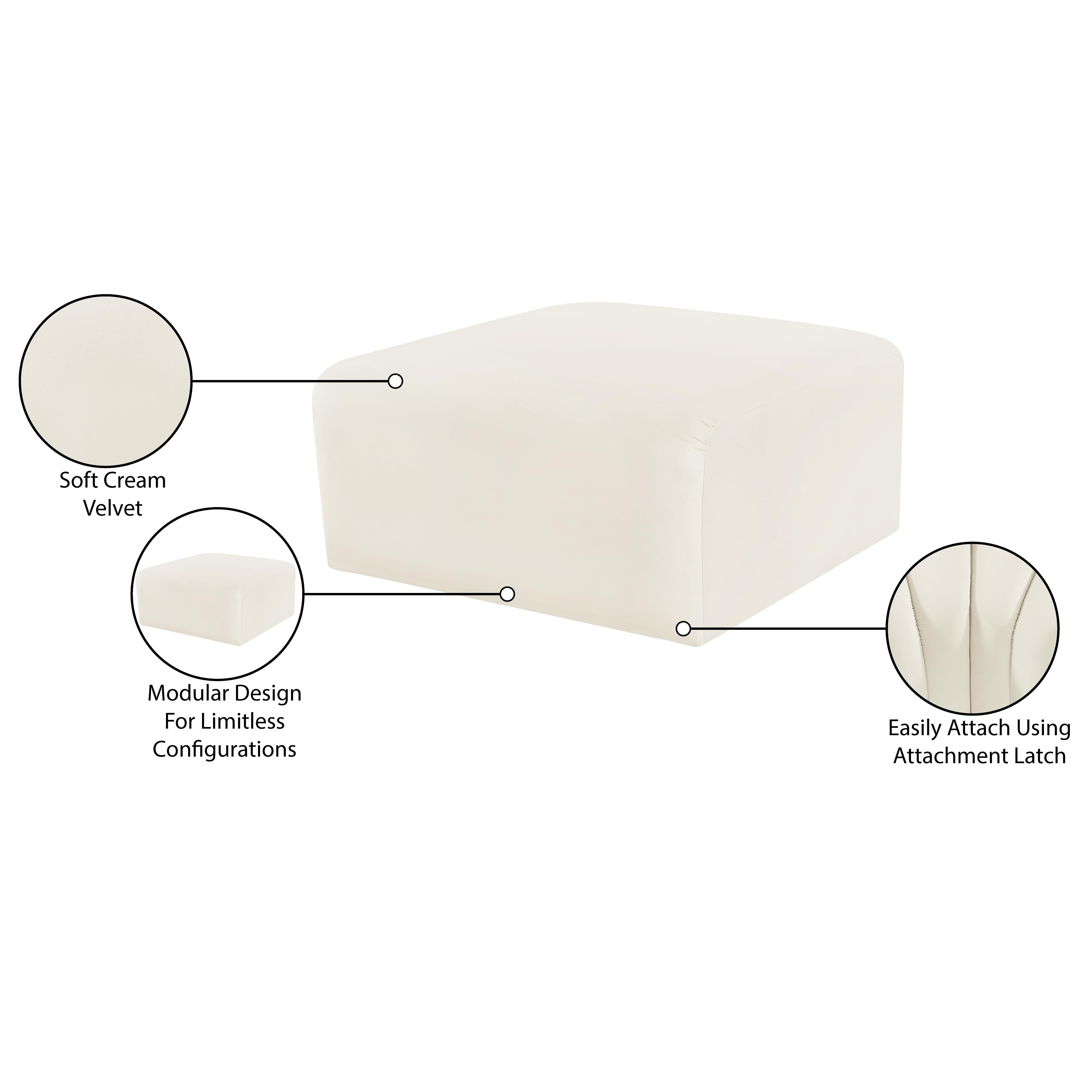 Meridian Arc Cream Velvet Ottoman