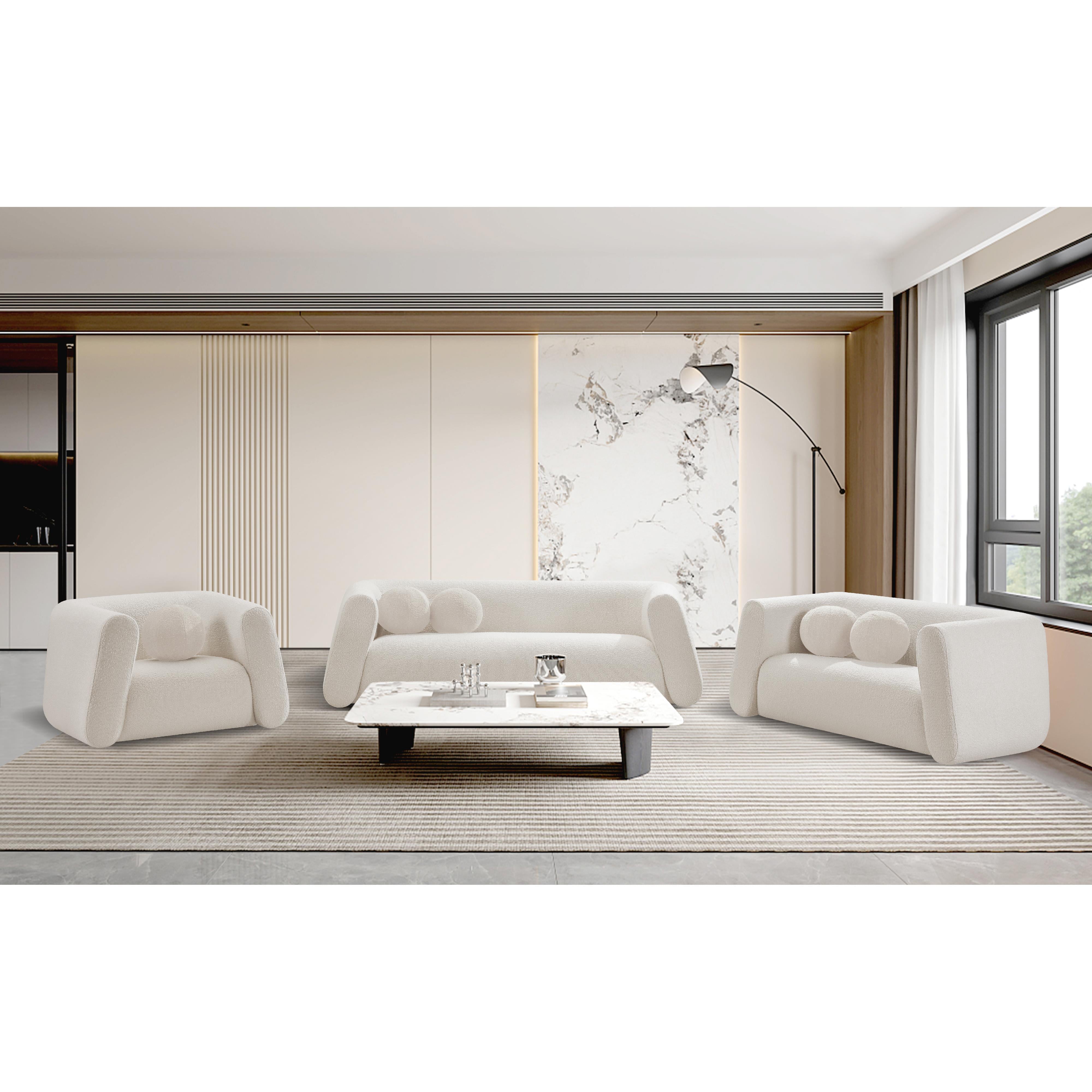 Meridian Abbington Cream Boucle Fabric Chair