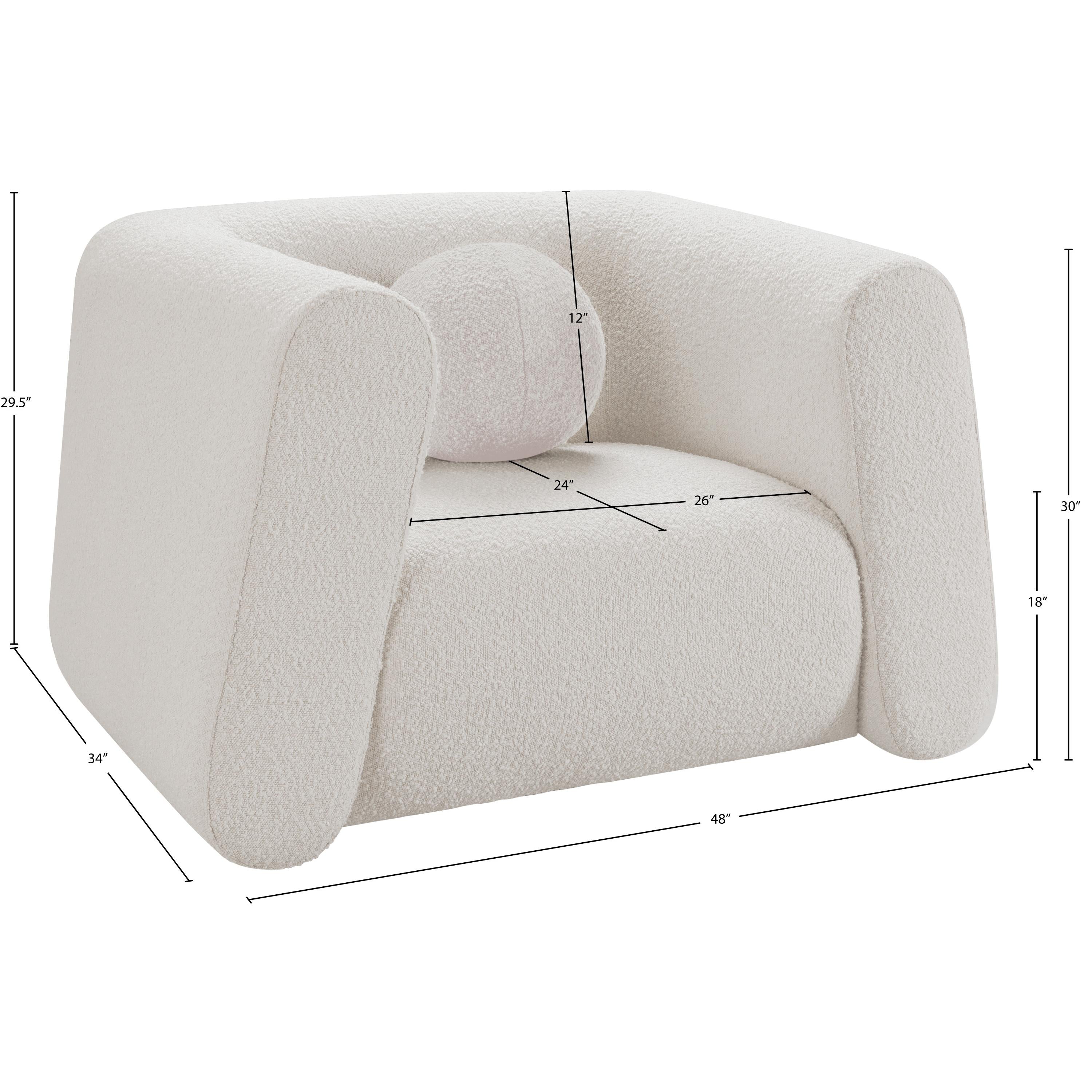 Meridian Abbington Cream Boucle Fabric Chair