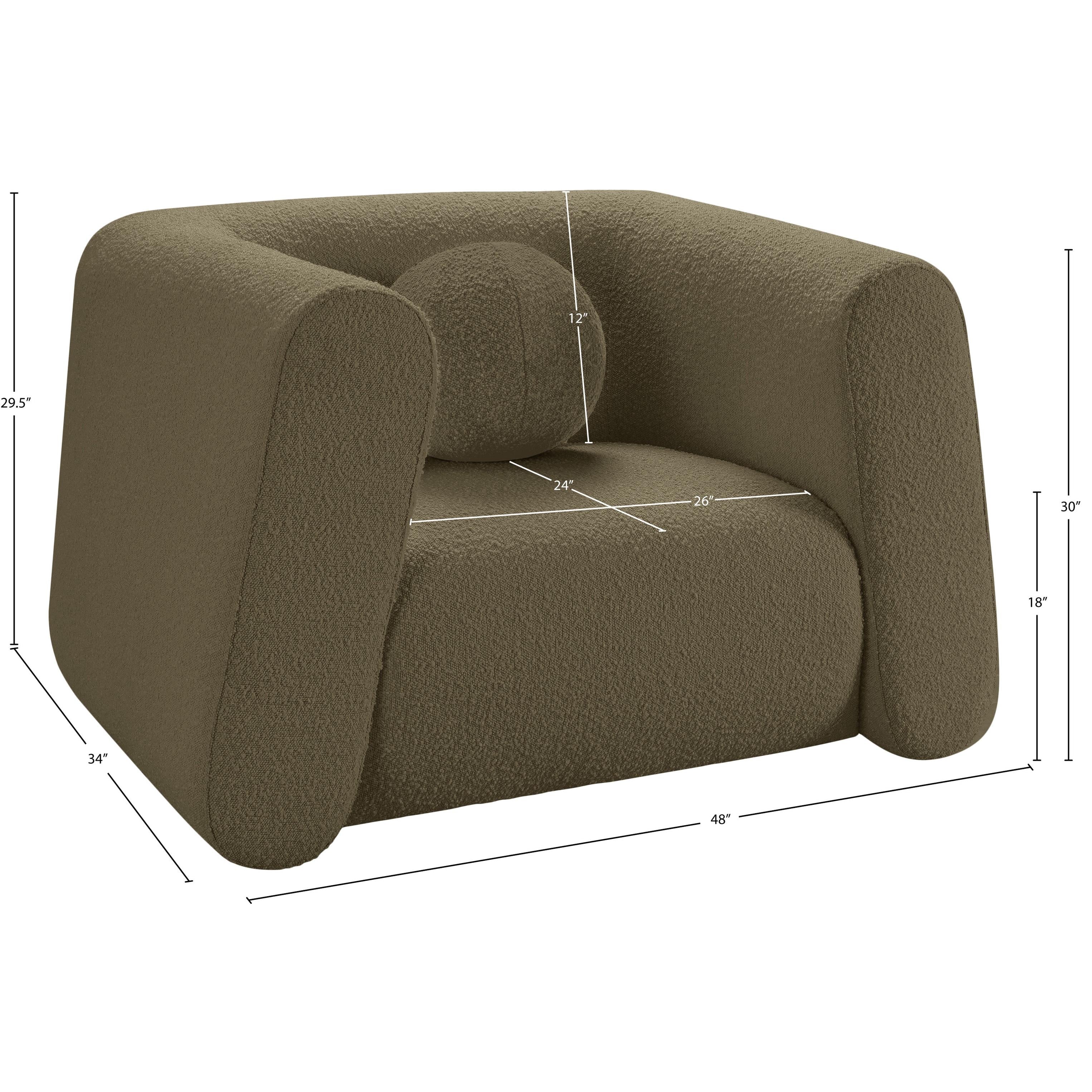 Meridian Abbington Olive Boucle Fabric Chair