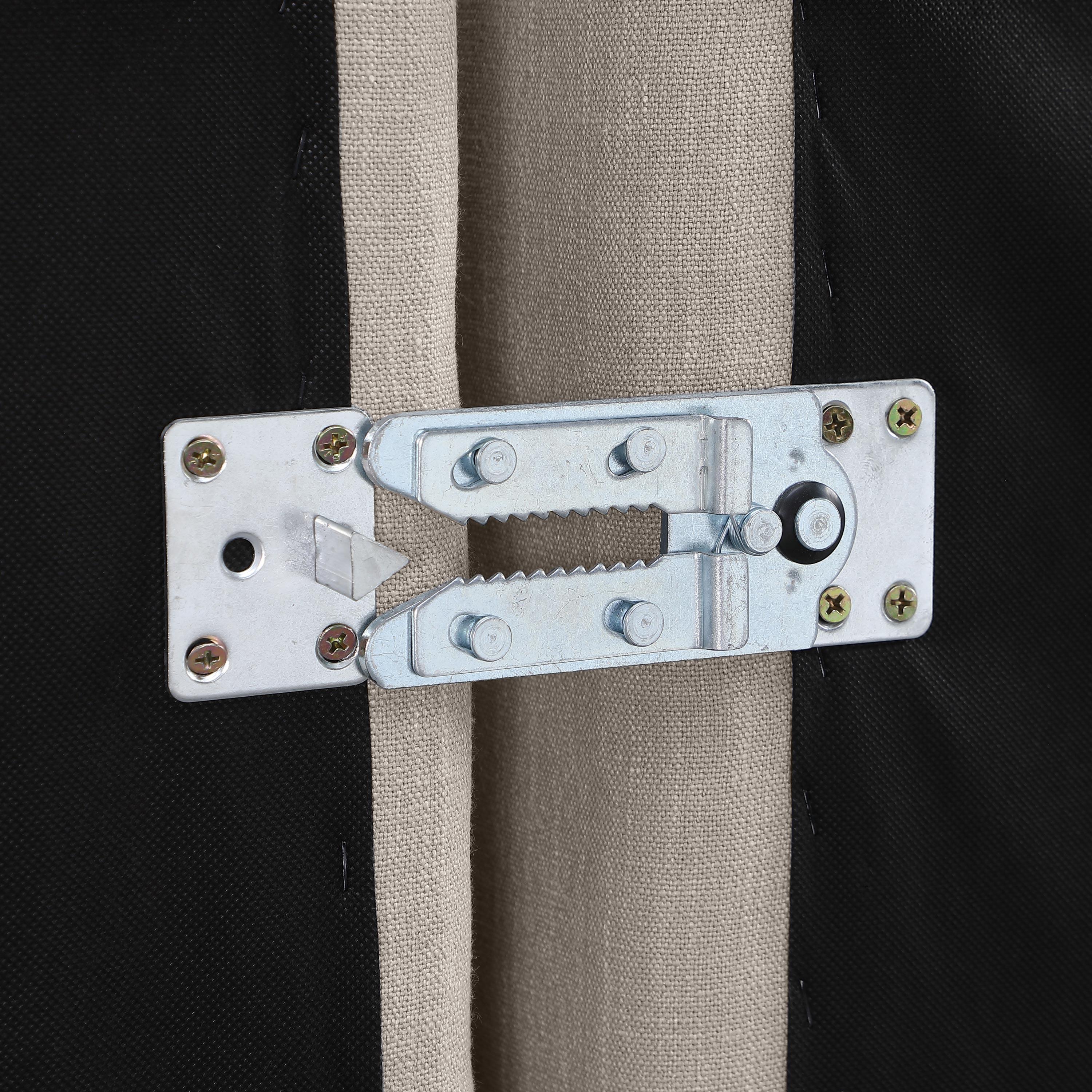 Meridian Indulge Beige Linen Textured Fabric Ottoman