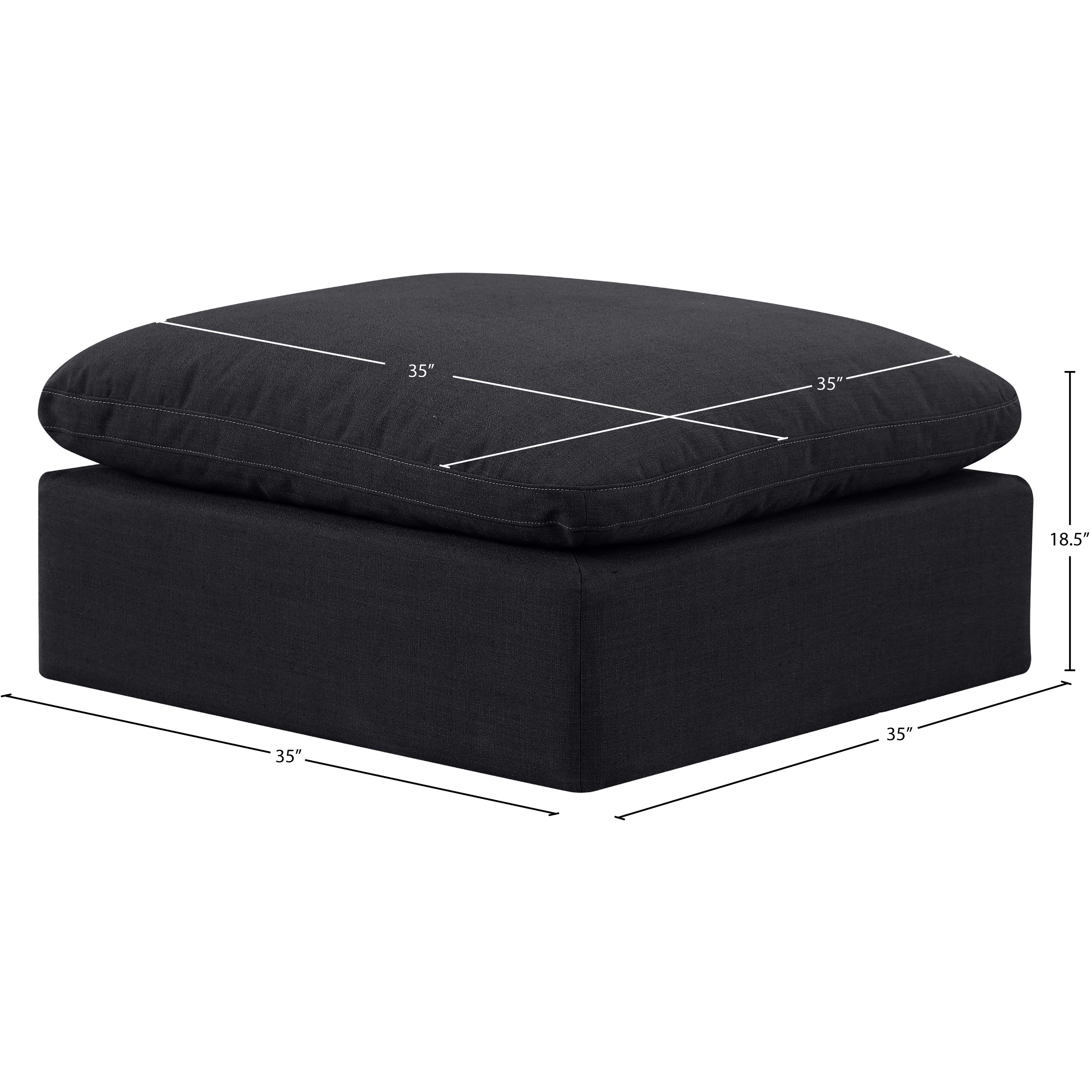 Meridian Indulge Black Linen Textured Fabric Ottoman