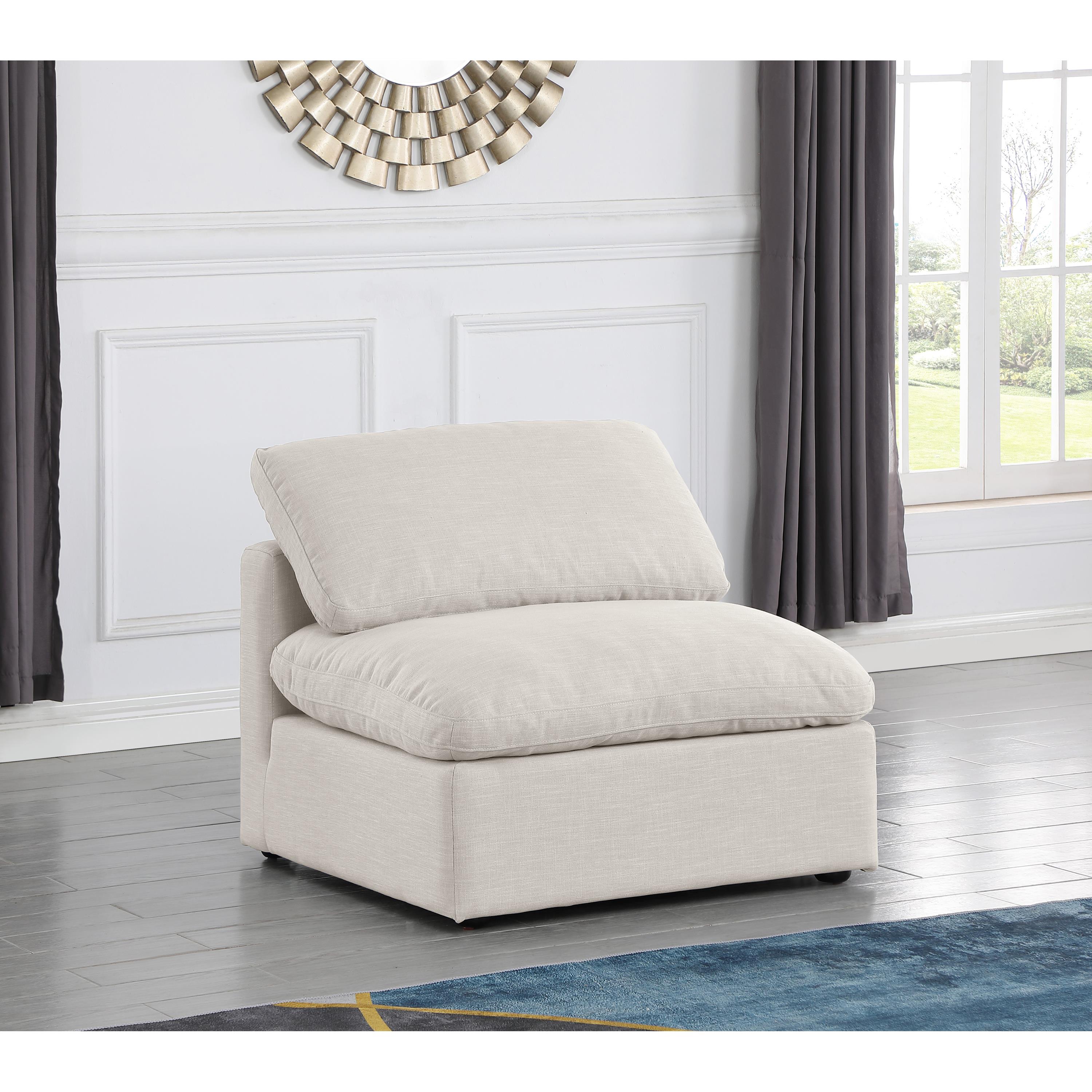 Meridian Indulge Cream Linen Textured Fabric Armless Chair