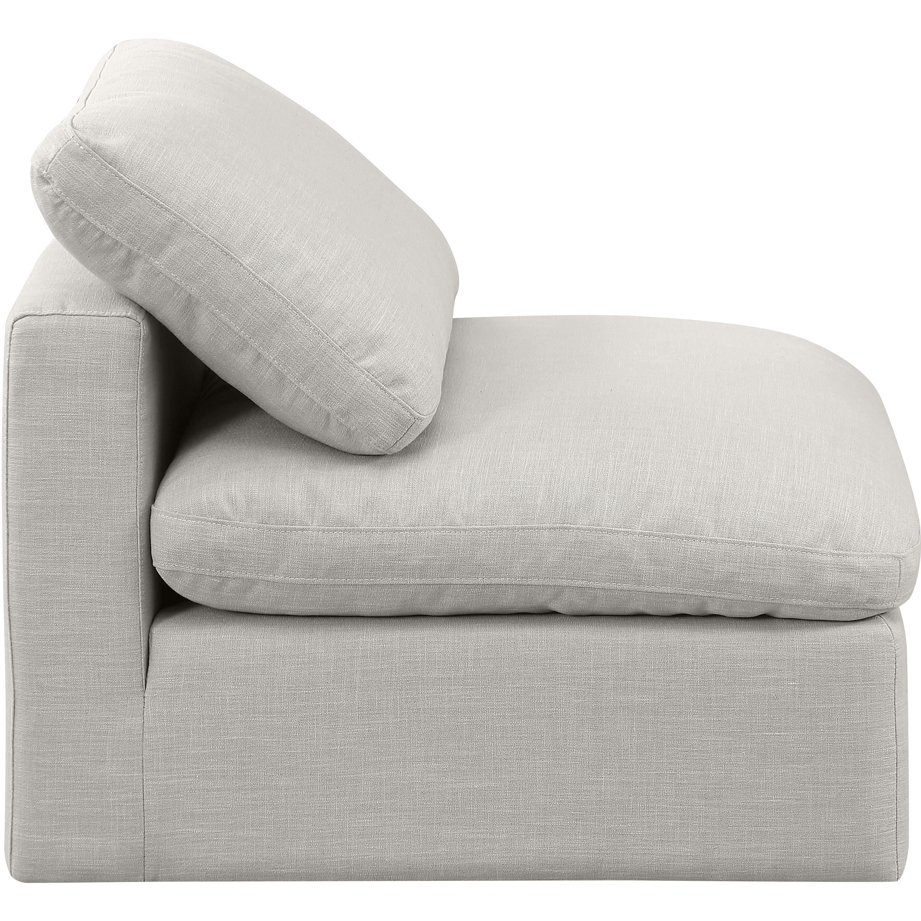 Meridian Indulge Cream Linen Textured Fabric Armless Chair