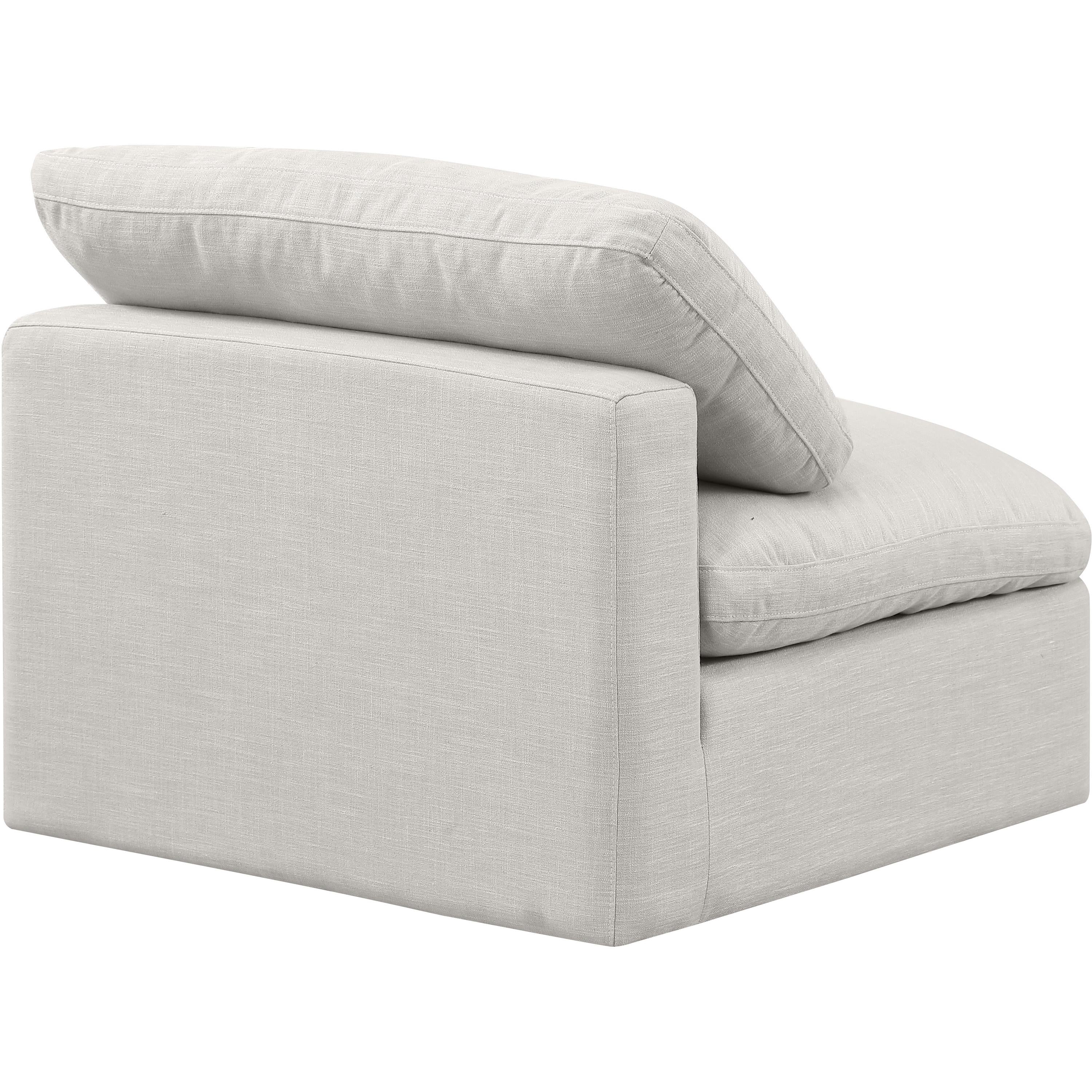 Meridian Indulge Cream Linen Textured Fabric Armless Chair