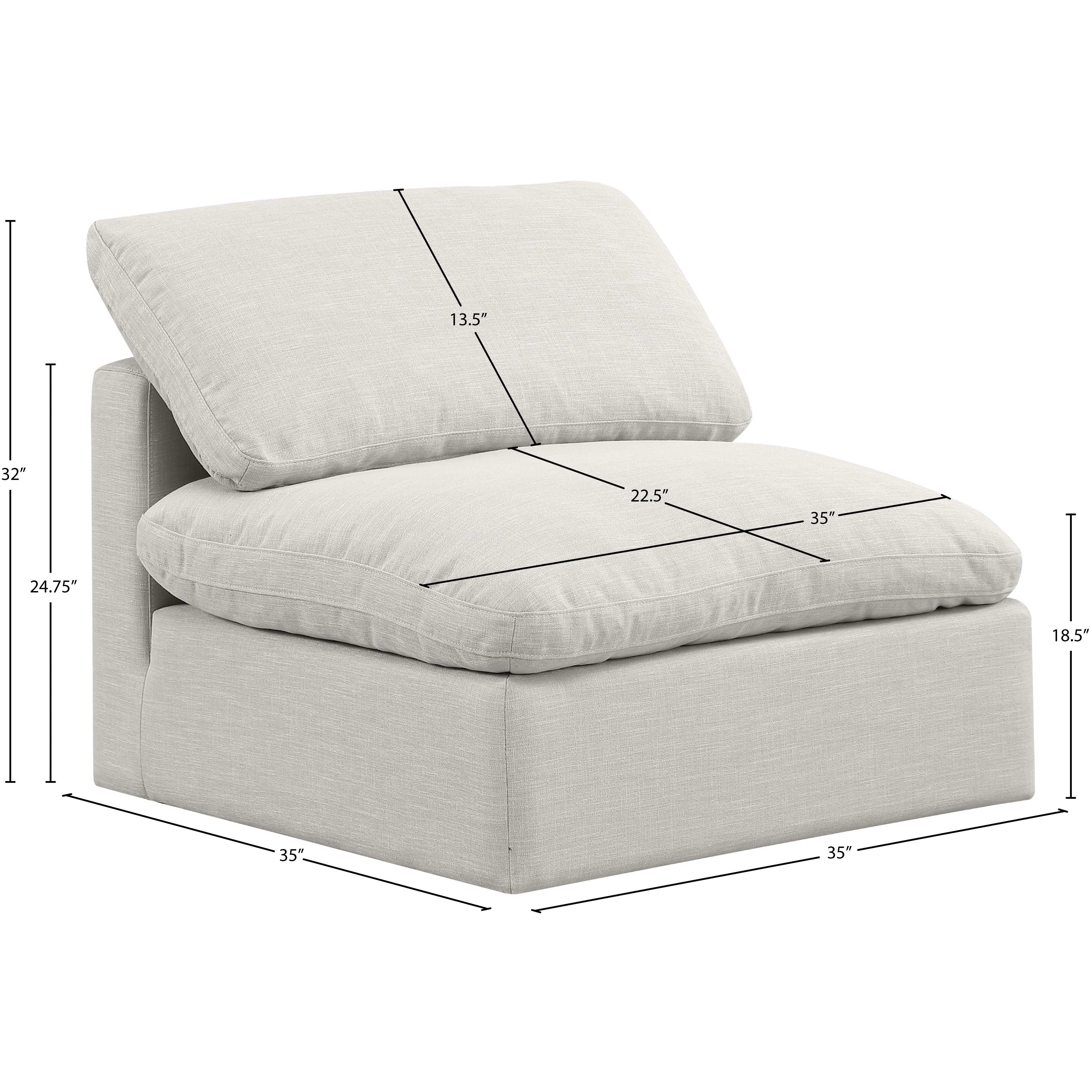 Meridian Indulge Cream Linen Textured Fabric Armless Chair