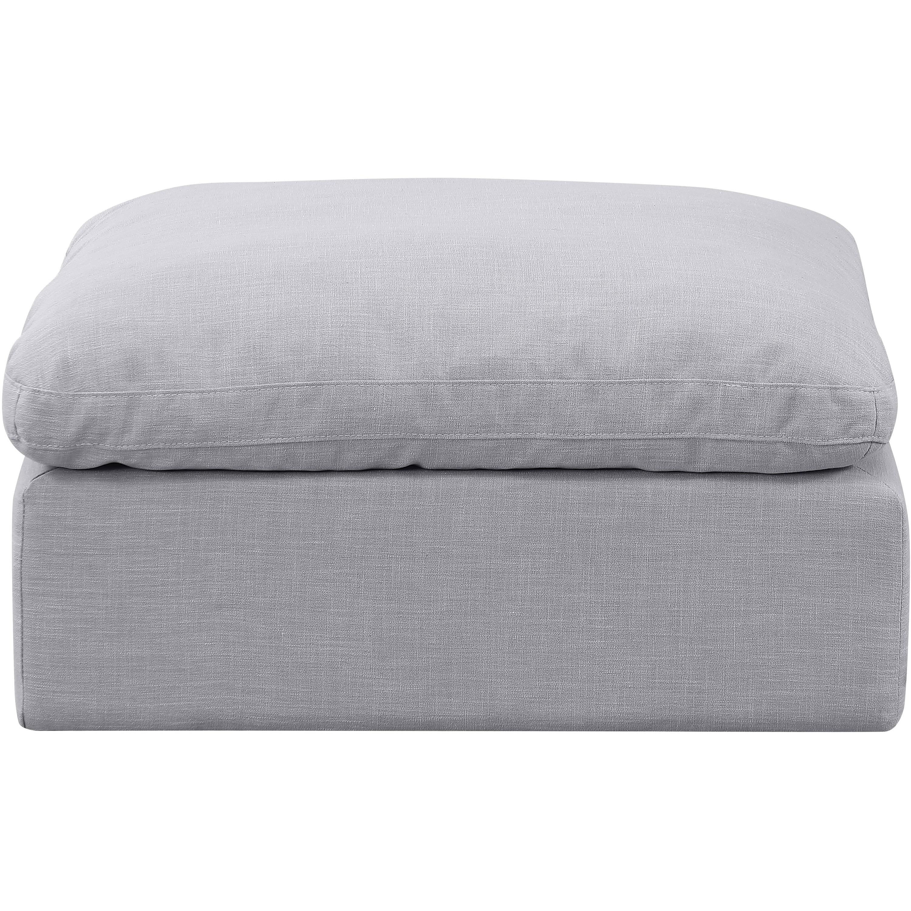 Meridian Indulge Grey Linen Textured Fabric Ottoman