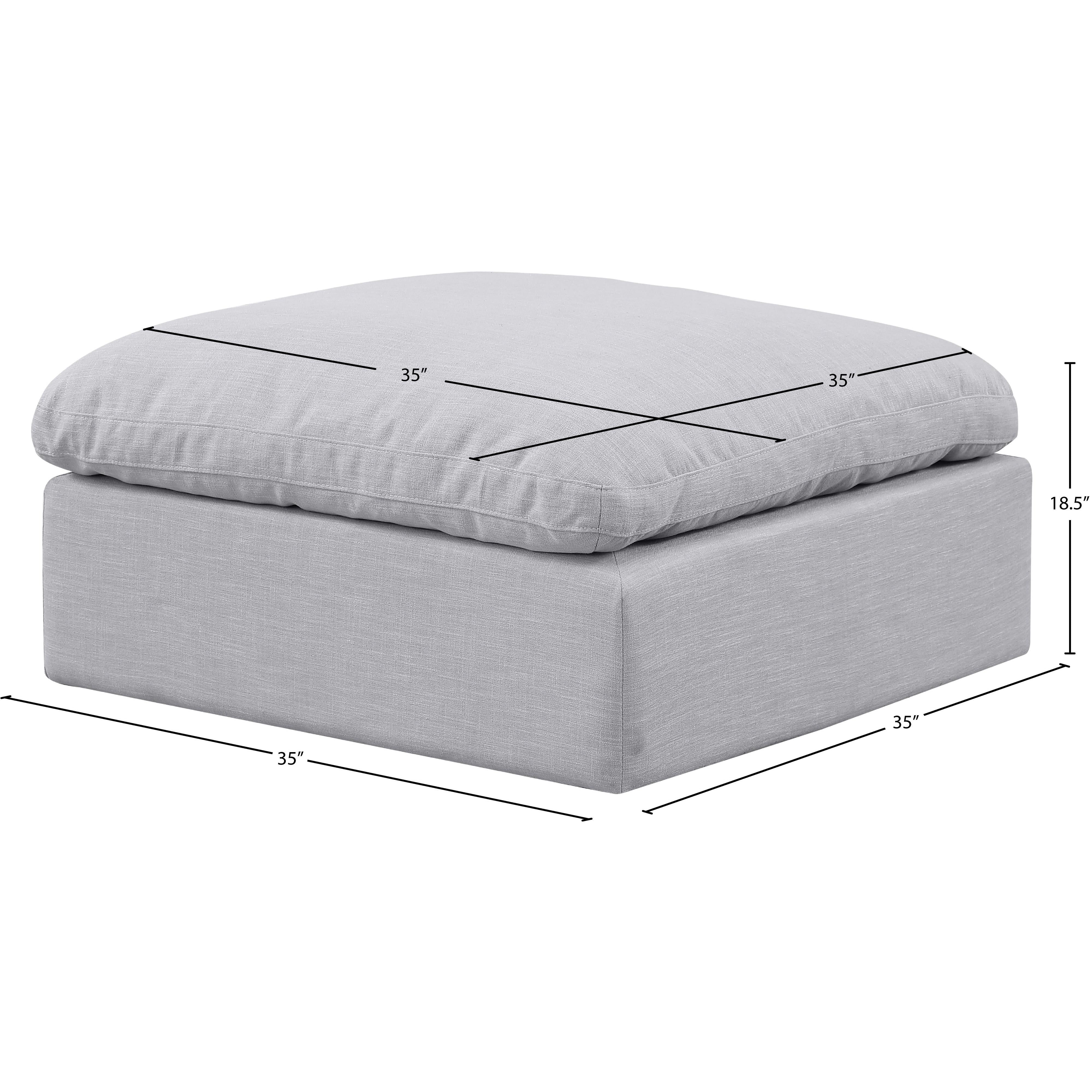 Meridian Indulge Grey Linen Textured Fabric Ottoman