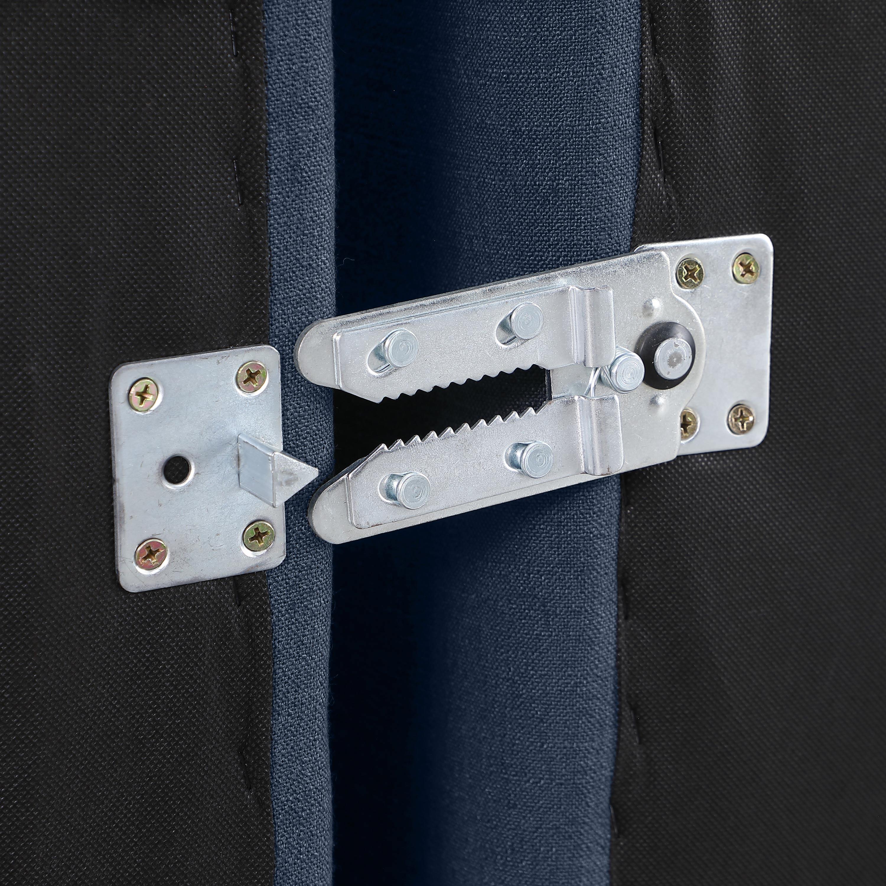 Meridian Indulge Navy Linen Textured Fabric Ottoman