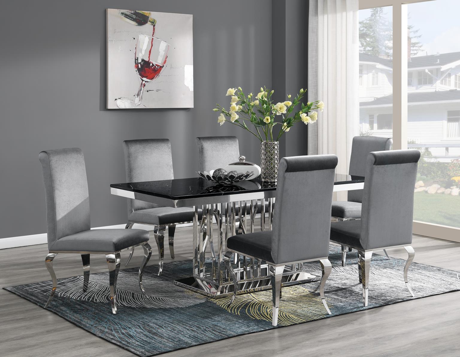 G-081-T-BLACK Black Marble Dining Table